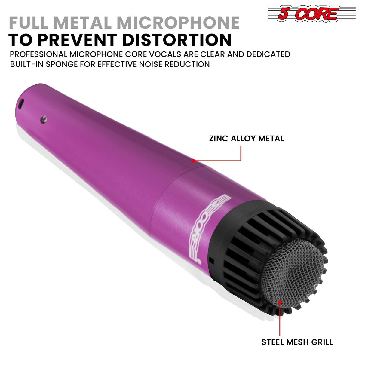 5 Core Drum Microphone Kit 9Pc All Metal Drummer Mics Tom/Snare & Cymbals Wired Instrument Drums Set