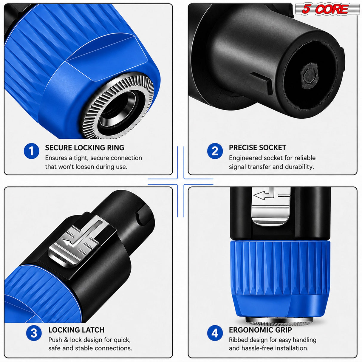 5 Core Speakon Adapter High Quality Audio Jack Male Audio Pin Speaker Adapter Connector