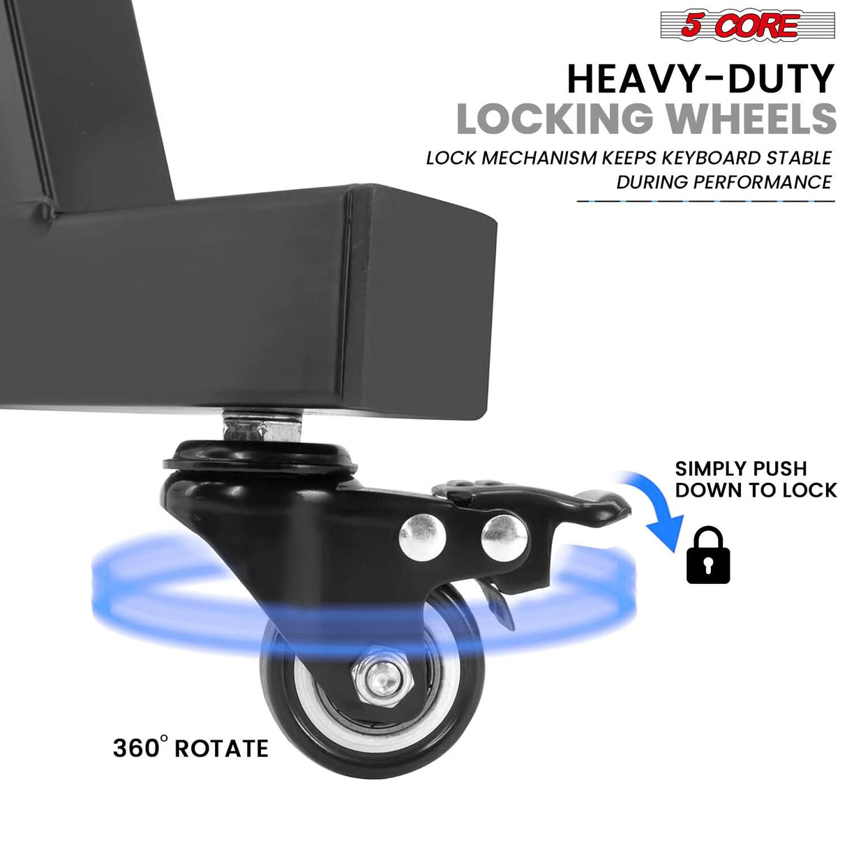5Core Keyboard Stand Adjustable Height 36.5" Width 32.5” Z Style Electric Piano Riser 250Lb Capacity