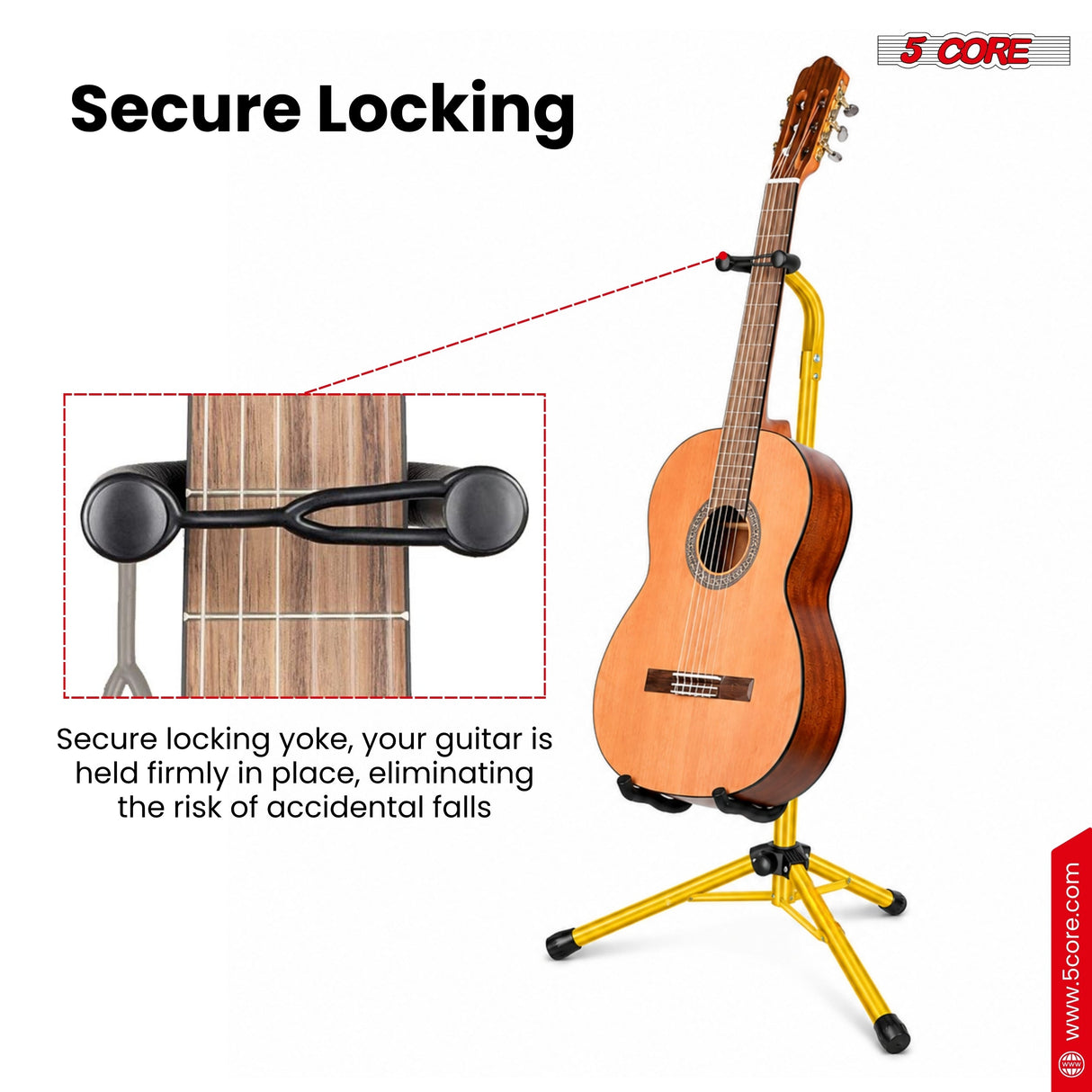 5 Core Guitar Stand Floor Adjustable Heavy Duty w Neck Holder for Acoustic Electric Classic Bass
