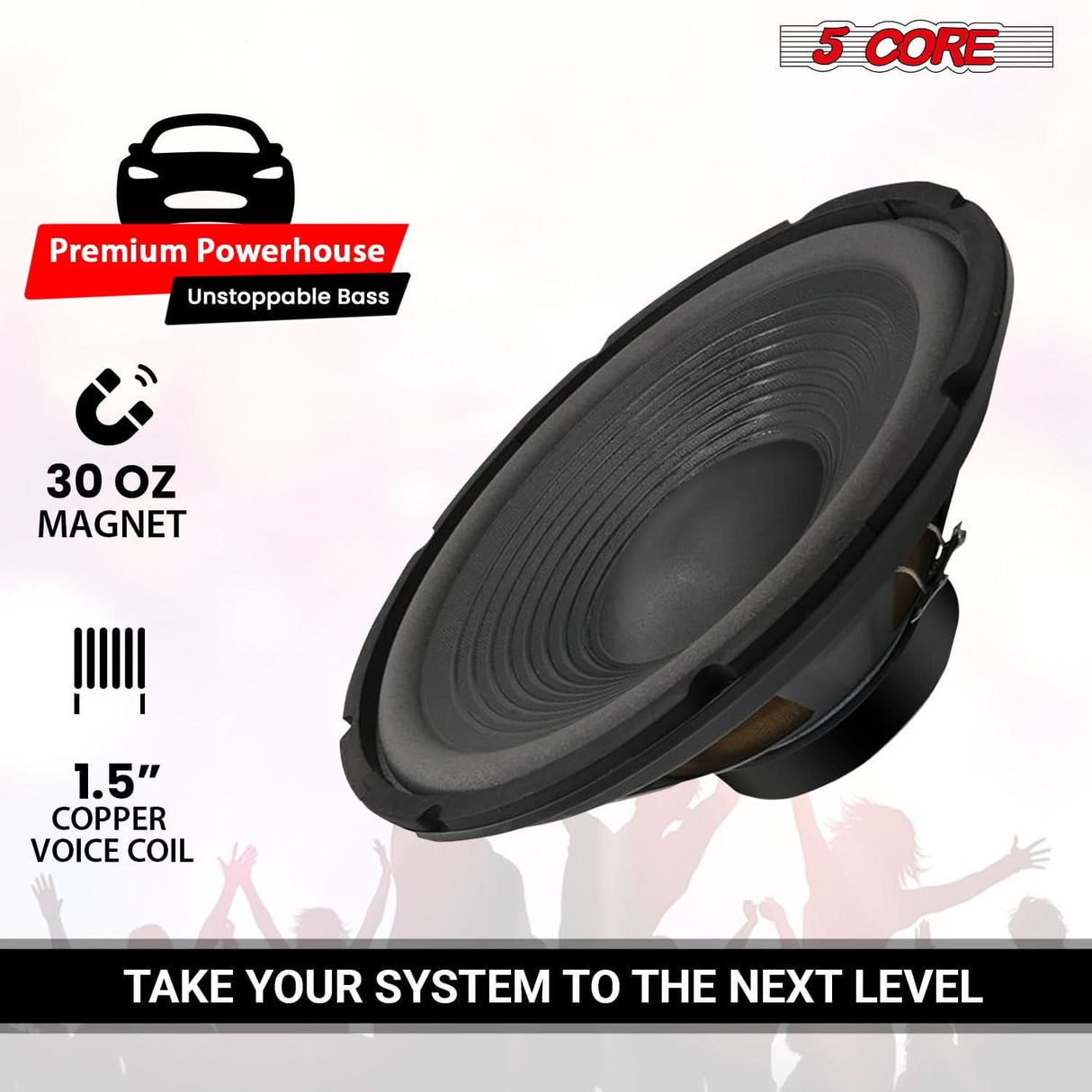 5 Core 12" Subwoofer 120W Car Audio Sub Woofer 8 Ohm Deep Bass Replacement Component Loud Speaker