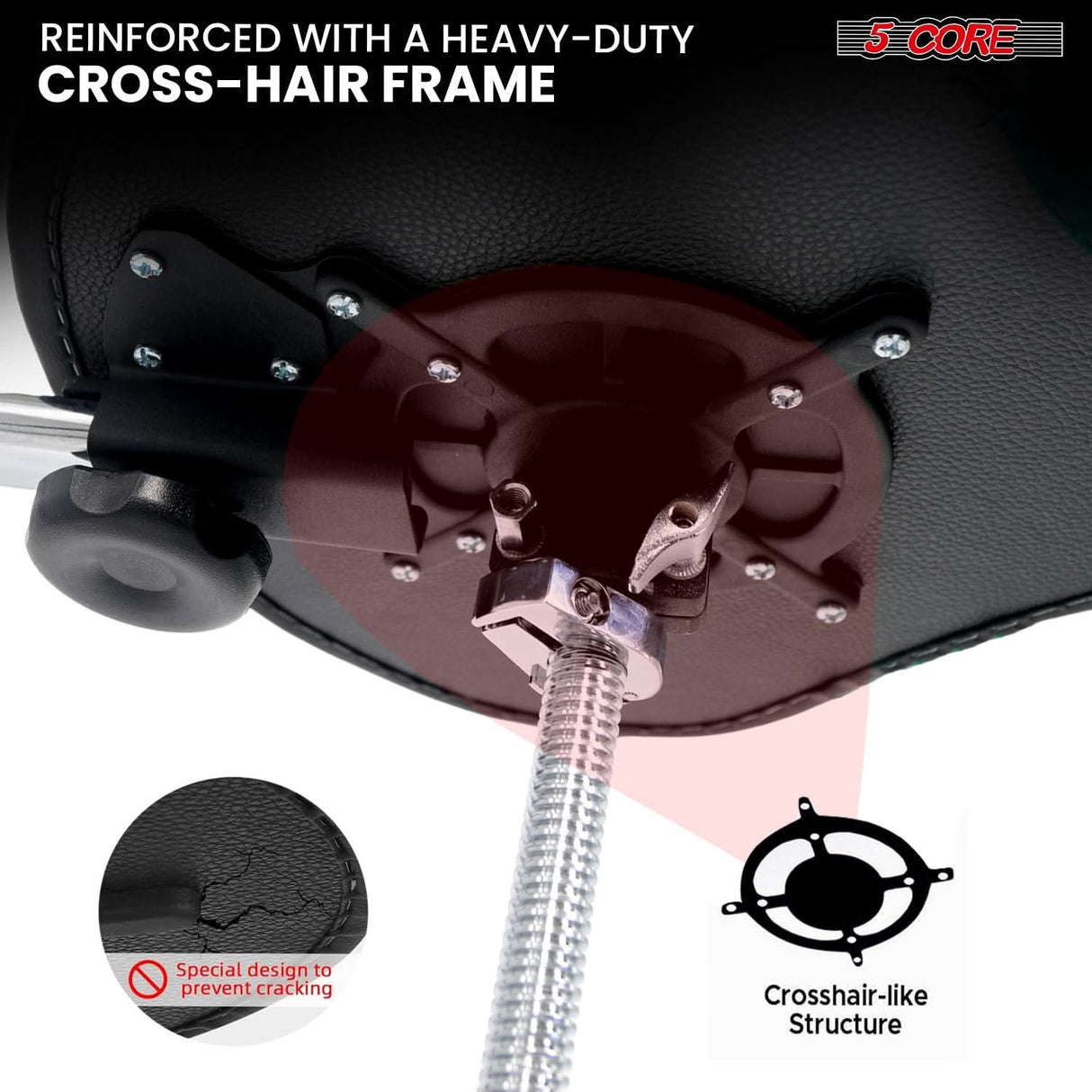 5 Core Drum Throne w Backrest 4" Padded Adjustable 26.5" Drummer Stool w Velvet Top 441Lb Capacity