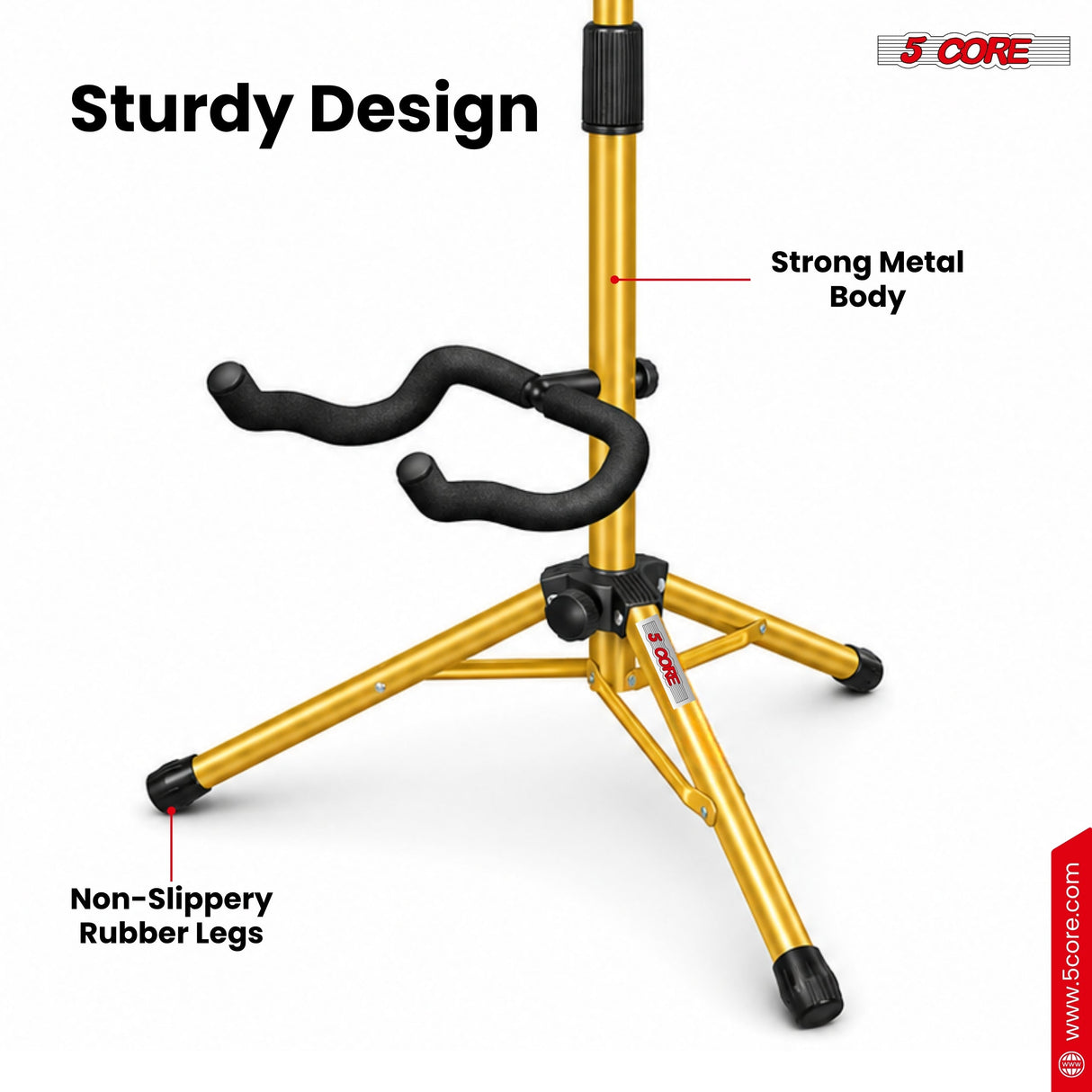 5 Core Guitar Stand Floor Adjustable Heavy Duty w Neck Holder for Acoustic Electric Classic Bass