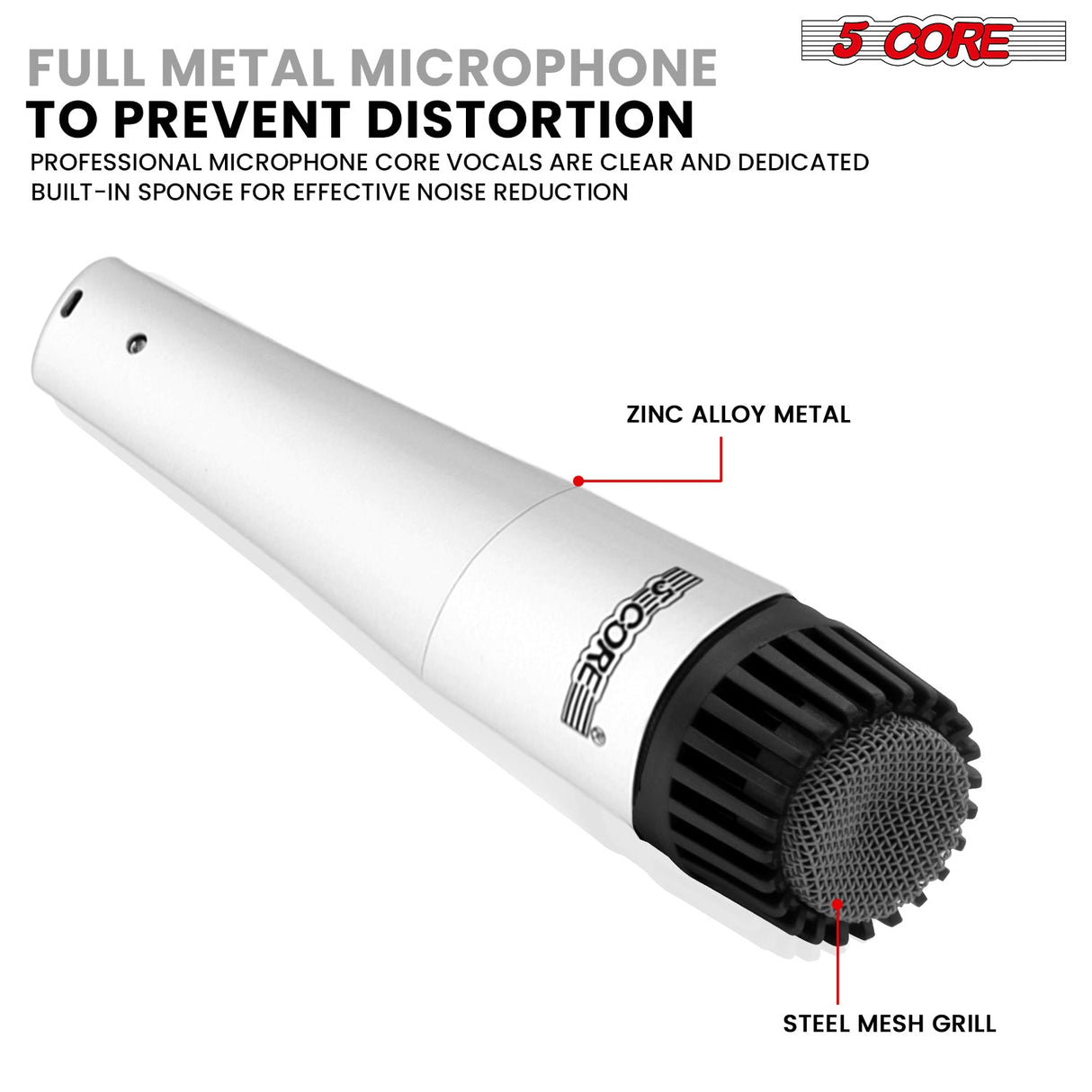 5 Core Drum Microphone Kit 9Pc All Metal Drummer Mics Tom/Snare & Cymbals Wired Instrument Drums Set