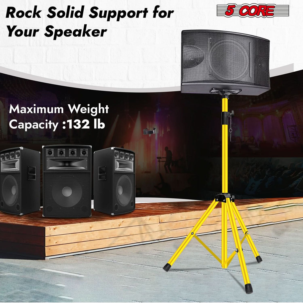 5 Core Speaker Stand Pair Adjustable Heavy Duty PA DJ Tripod Studio Monitor Stands w 35mm Insert