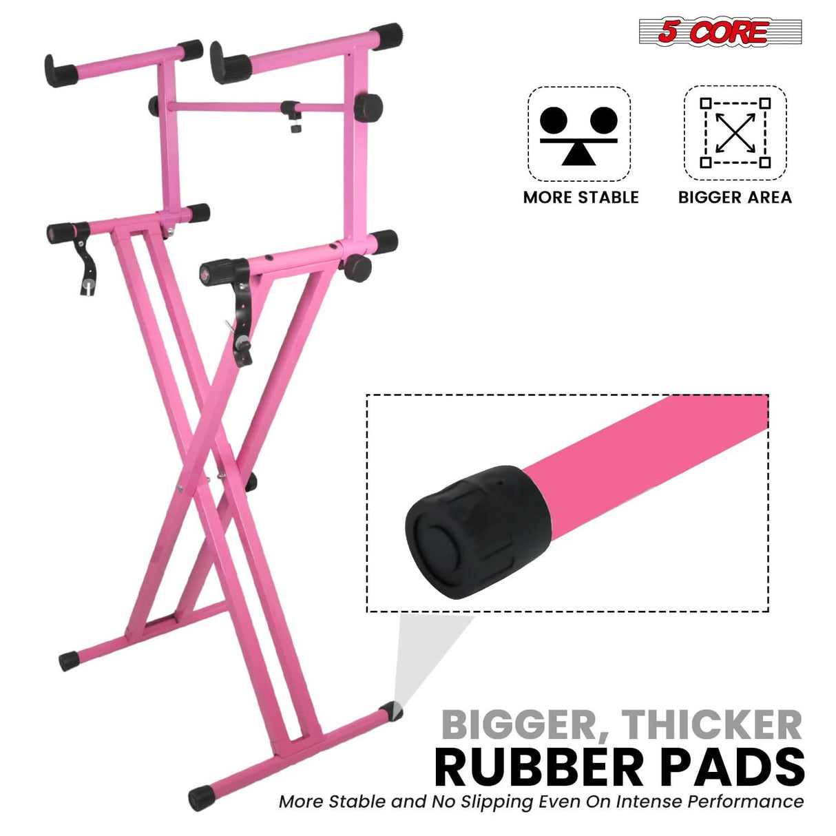 5 Core 2 Tier Keyboard Stand Combo Heavy Duty Adjustable Piano Stand with Extension Arm