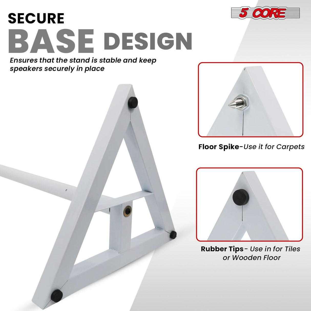 5 Core Speaker Stand Adjustable 59.5" Heavy Duty PA DJ Studio Monitor Stands