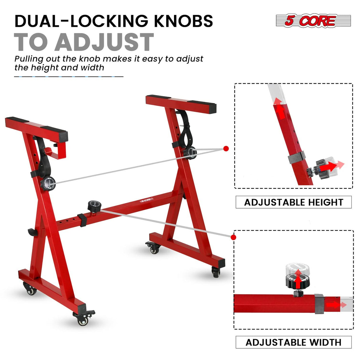 5 Core Keyboard Stand Dual X Shape Adjustable Foldable Portable Key Board Stands w Locking Strap