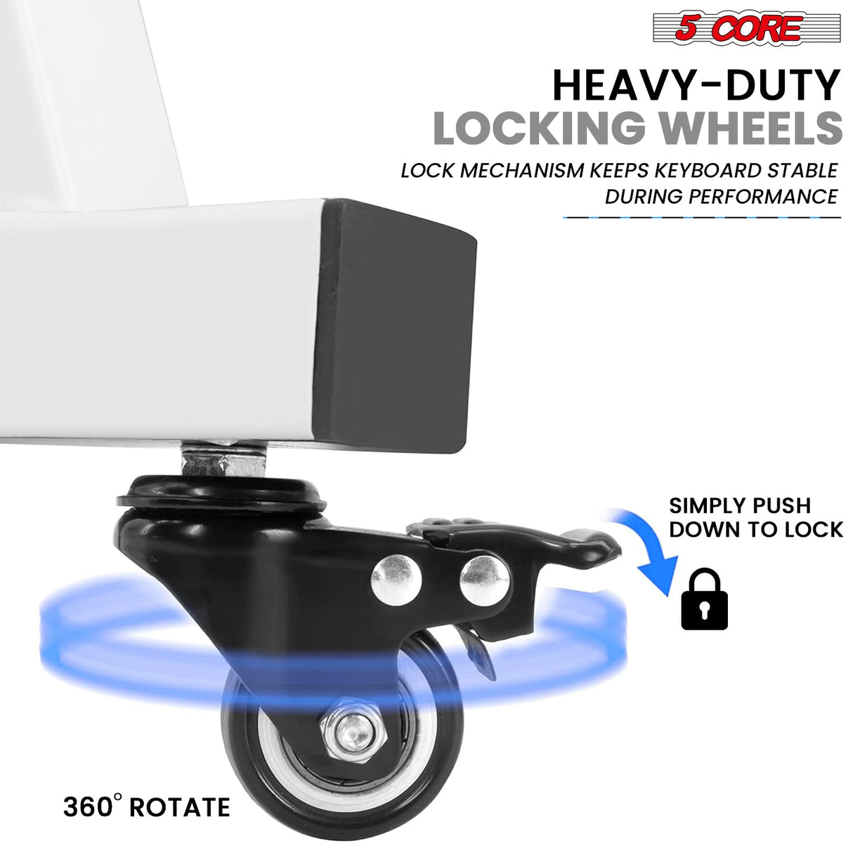 5Core Keyboard Stand Adjustable Height 36.5" Width 32.5” Z Style Electric Piano Riser 250Lb Capacity