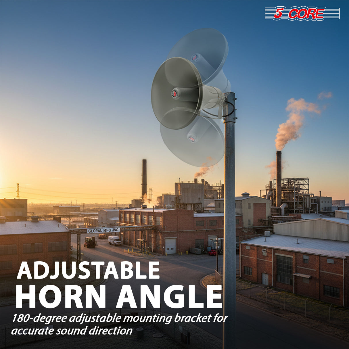 5 Core PA Horn 350W Loud Speaker 12 Inch Bull Horn Loud Audio 8Ohm All Weather Indoor Outdoor Use