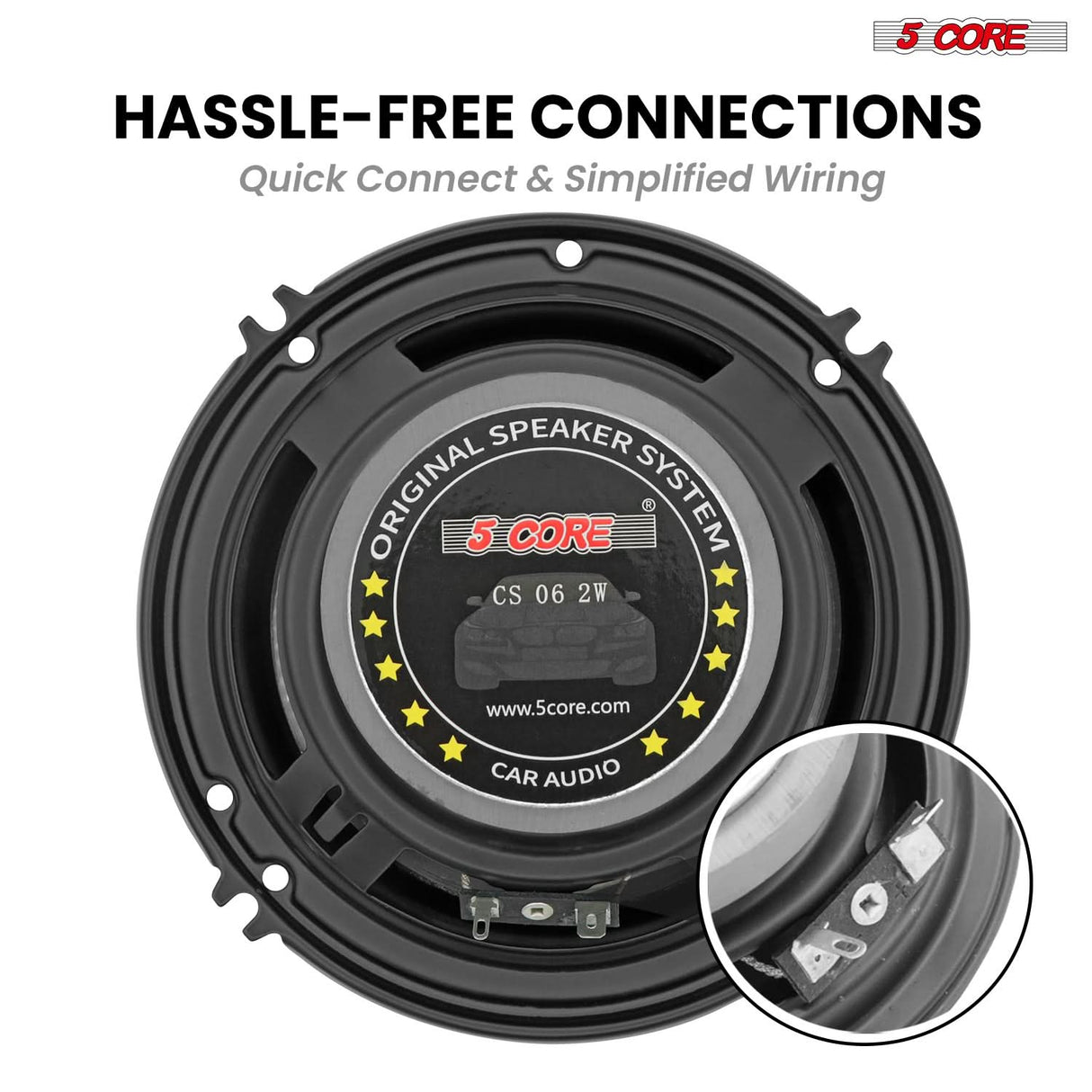 5Core Coaxial Car Door Speakers 6” Pair 500W 4Ohm 2 Way Component Subwoofer Audio w Super Tweeter