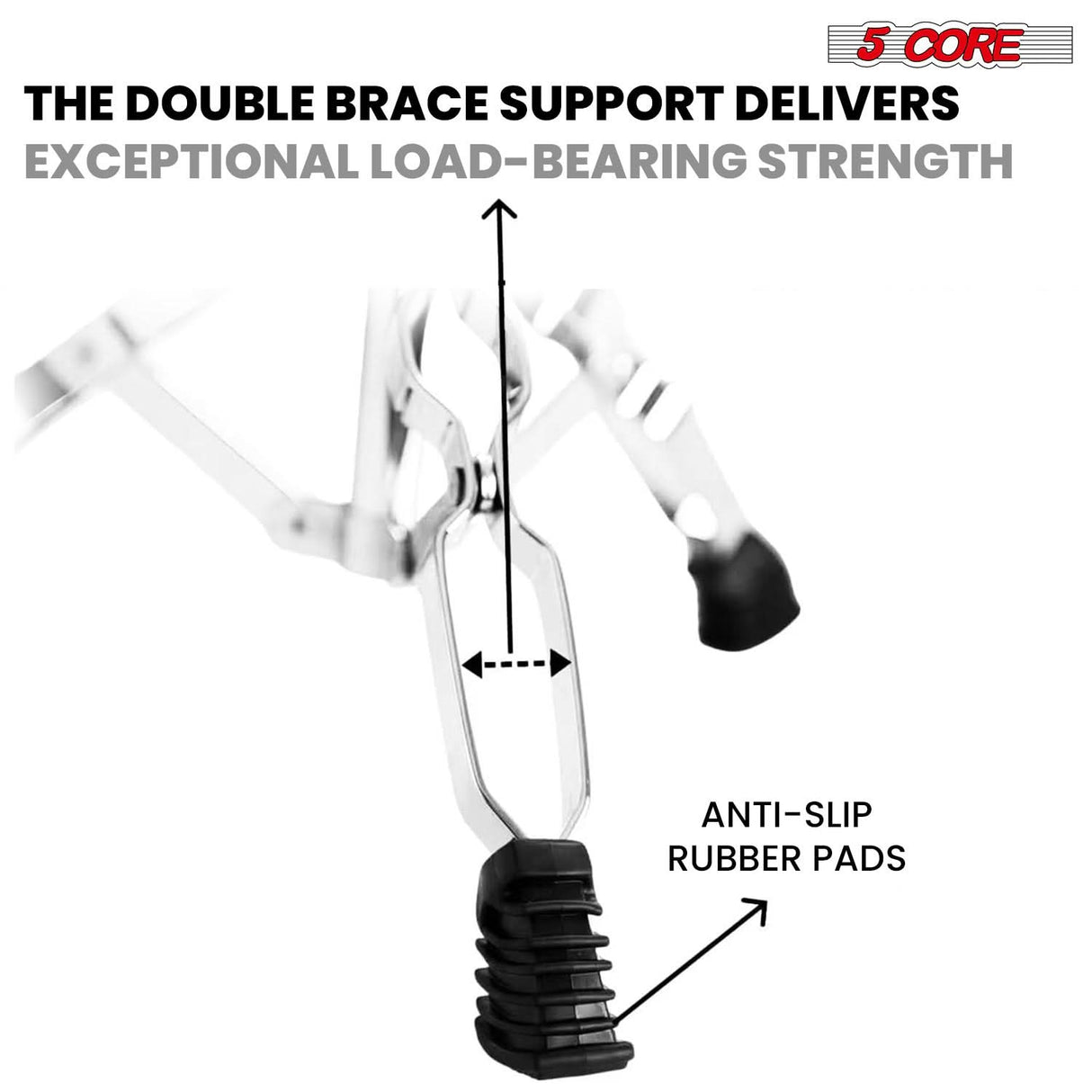 5 Core Snare Drum Stand w Drum Sticks Holder Double Braced Heavy Duty Tripod Stand Adjustable 22"
