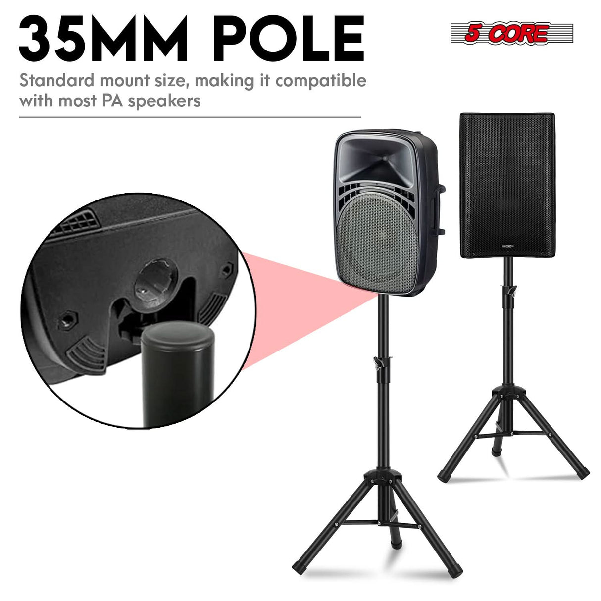 5 Core Speaker Stand Height Adjustable 36" Heavy Duty PA DJ Tripod Studio Monitor Stands