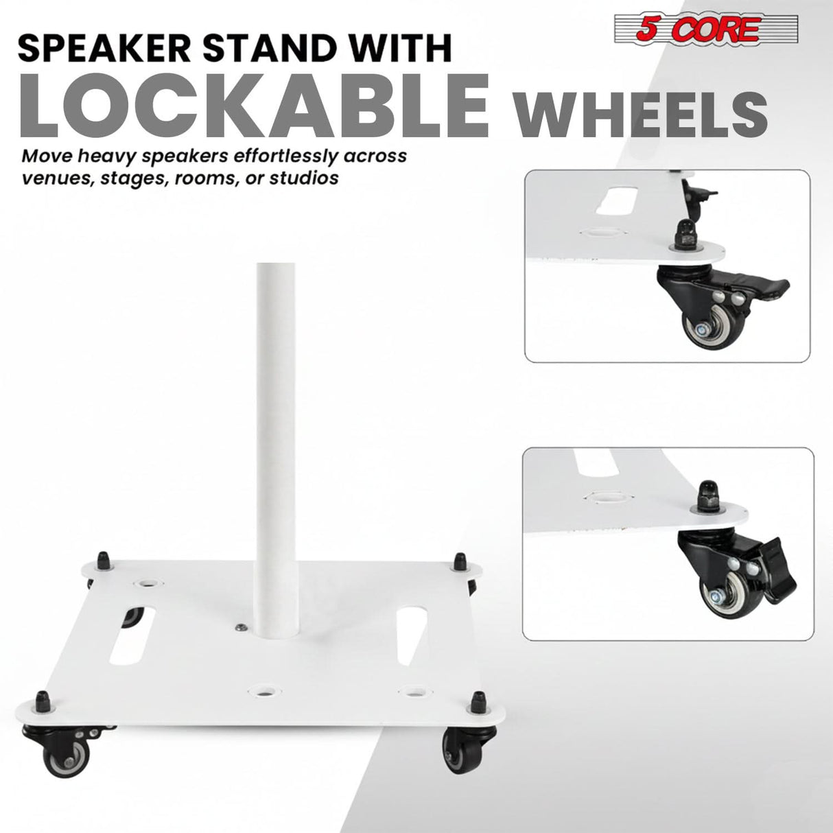 5Core Speaker Stand 2Pc Heavy Duty Adjustable Height 61" DJ PA Stands 35mm Mount 100Lb Capacity