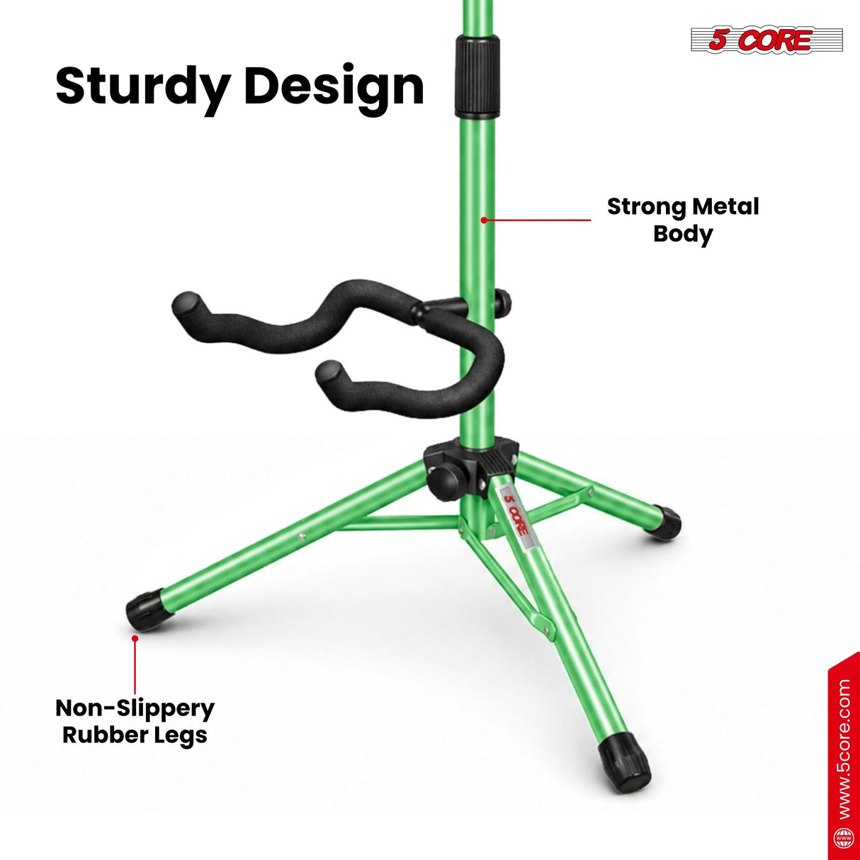 5 Core Guitar Stand Floor Adjustable Heavy Duty w Neck Holder for Acoustic Electric Classic Bass