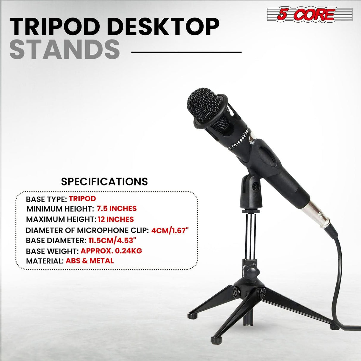 5Core Desktop Mic Stand Tripod Universal Desk Microphone Holder Table Top Stands