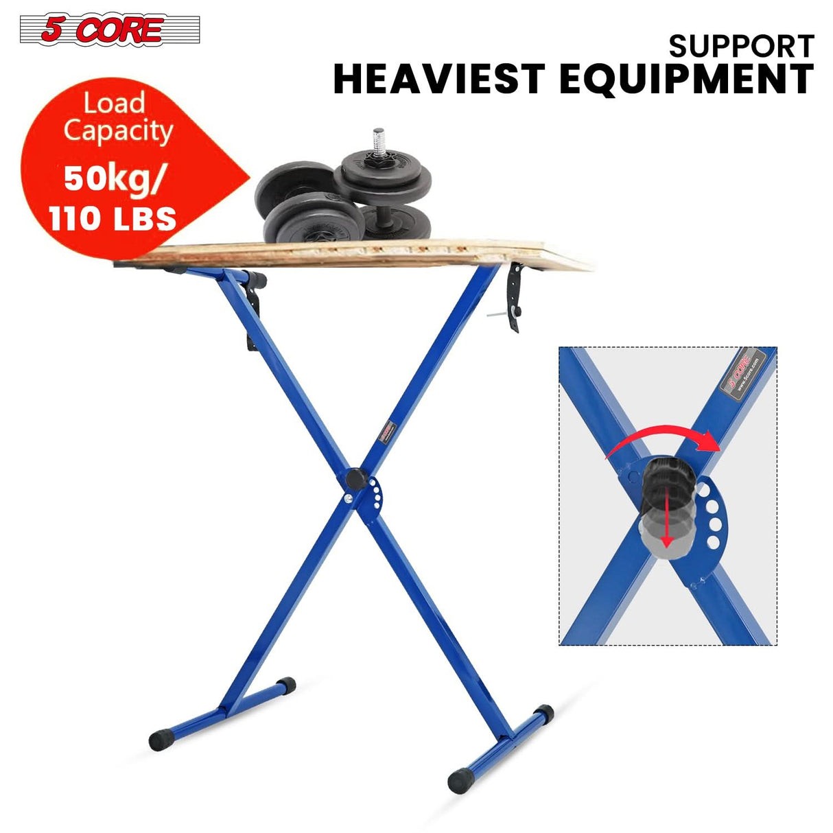 5 Core Keyboard Stand Piano Bench Combo Adjustable Key Board Stands 2" Padded Musician Chair Set
