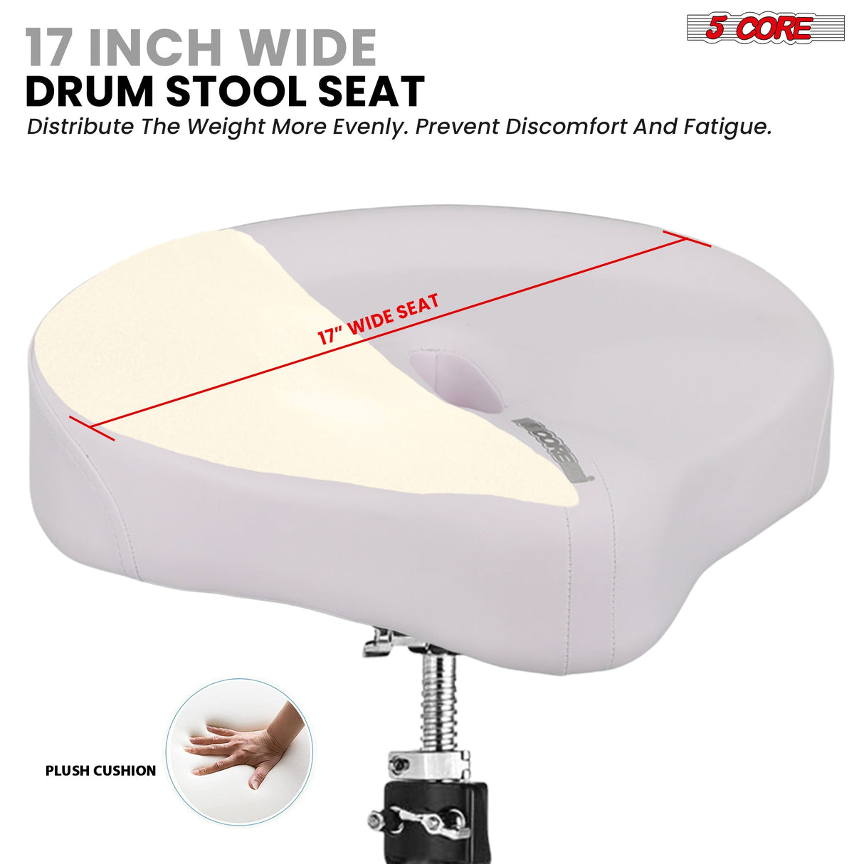 5 Core Drum Throne w 4" Padded Stool Adjustable Drummer Chair