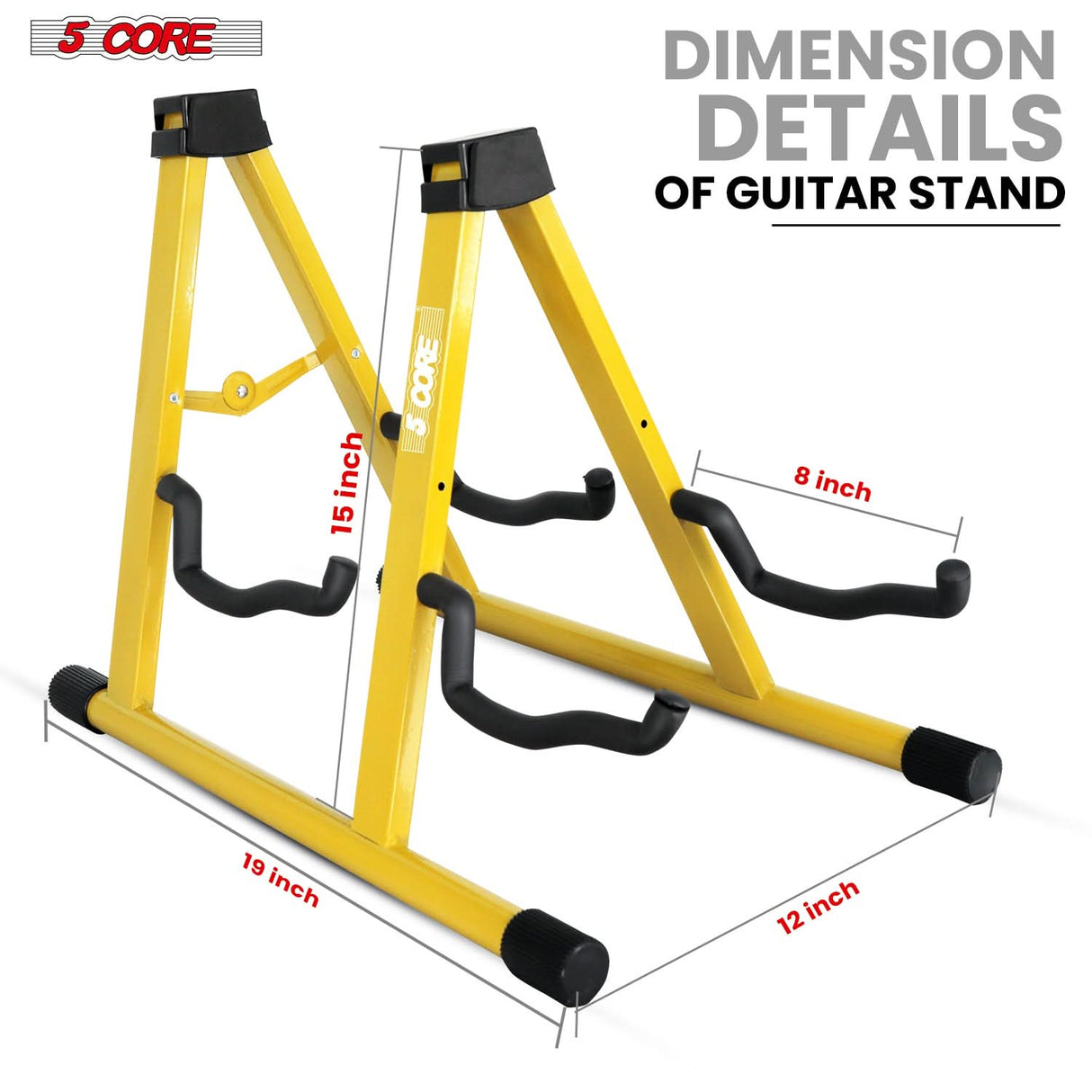 5 Core Double Guitar Stand A Frame Shape w Foam Arms Supports Acoustic Electric Bass Ukulele Banjo