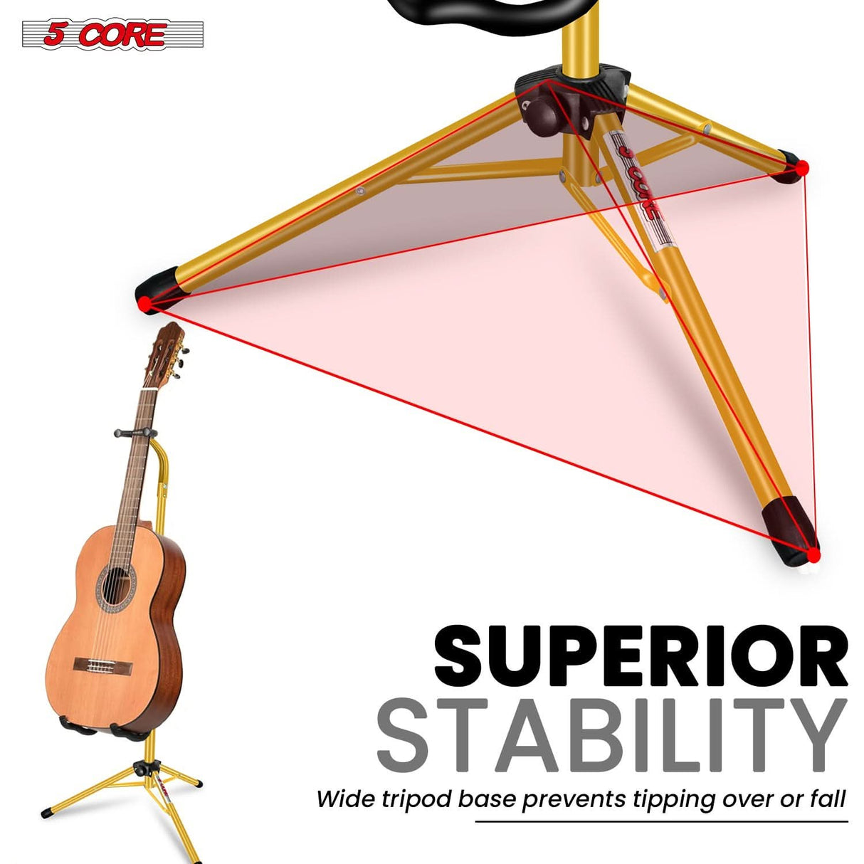 5Core Guitar Stand Pair Floor Folding Holder Soporte Para Guitarra for Acoustic Electric Bass