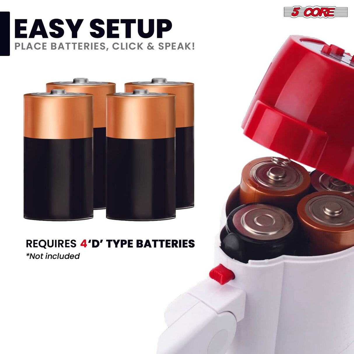 5 Core Megaphone 30W Bull Horn PA Speaker w 800 Yards Range Loud Siren Voice Amp