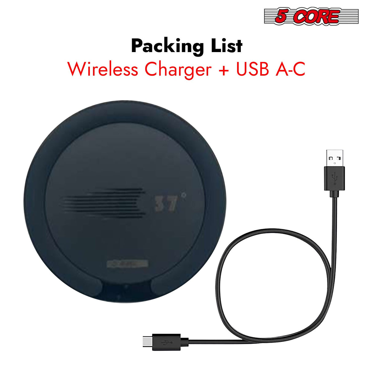 5Core Wireless Phone Charging Pad 15W Qi-Certified Fast Charger Mat Cargador