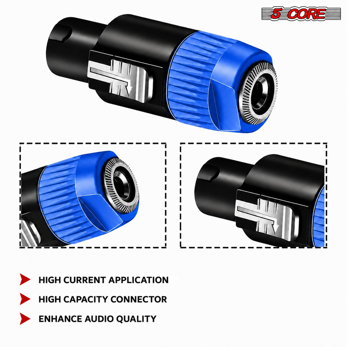 5 Core Speakon Adapter High Quality Audio Jack Male Audio Pin Speaker Adapter Connector