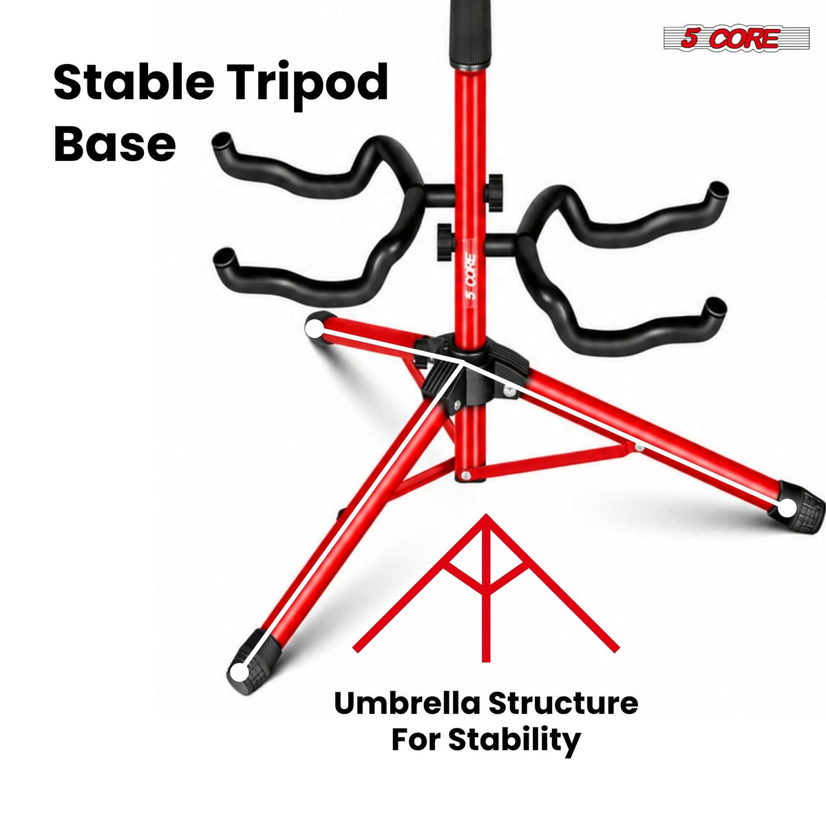 5 Core Guitar Stand Adjustable Double Guitars Stands Floor w Neck Holder for Acoustic Electric Bass