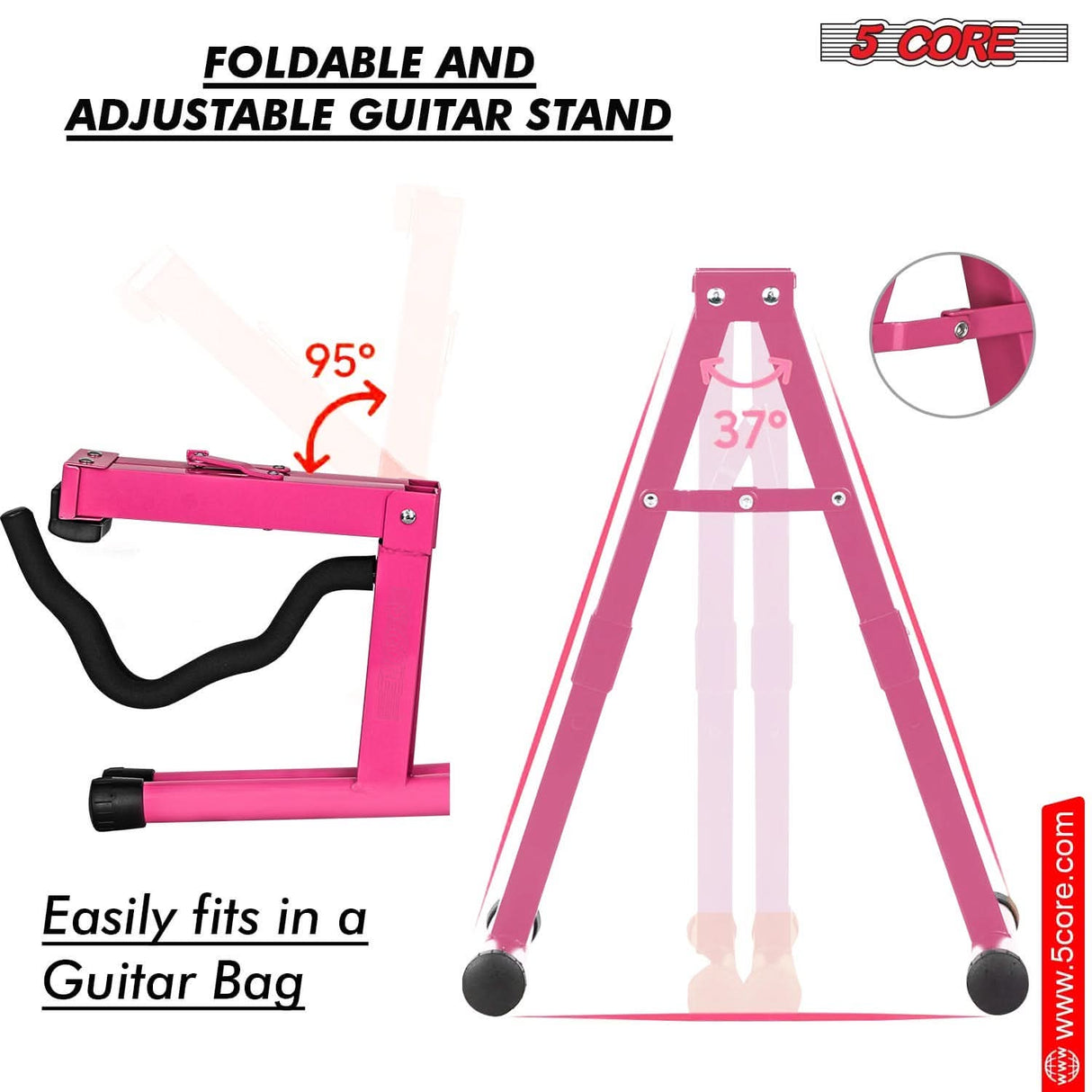 Portable 5Core pink stand for stage and home musical setup