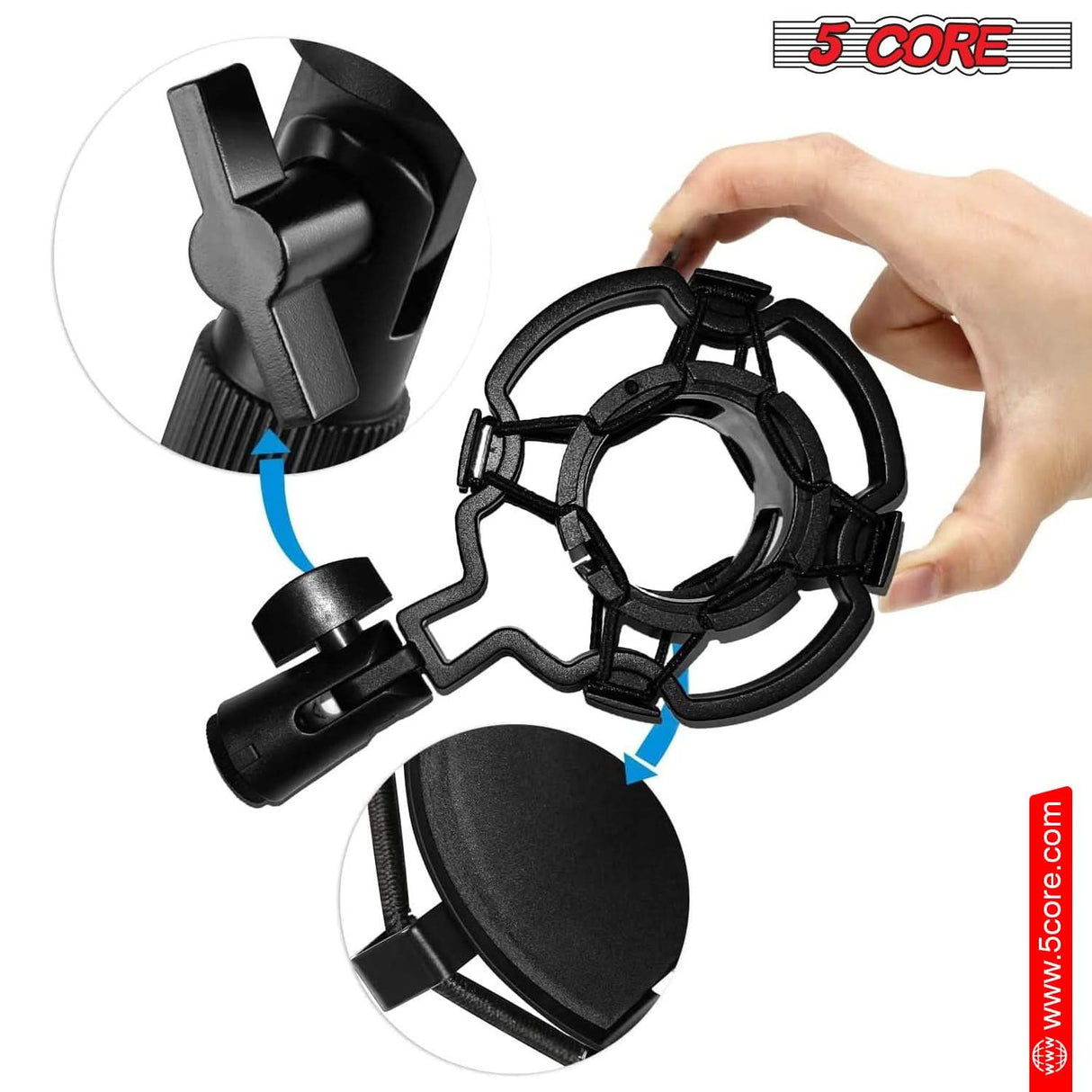 5Core professional podcast bundle with condenser cardioid mic and desk stand blue