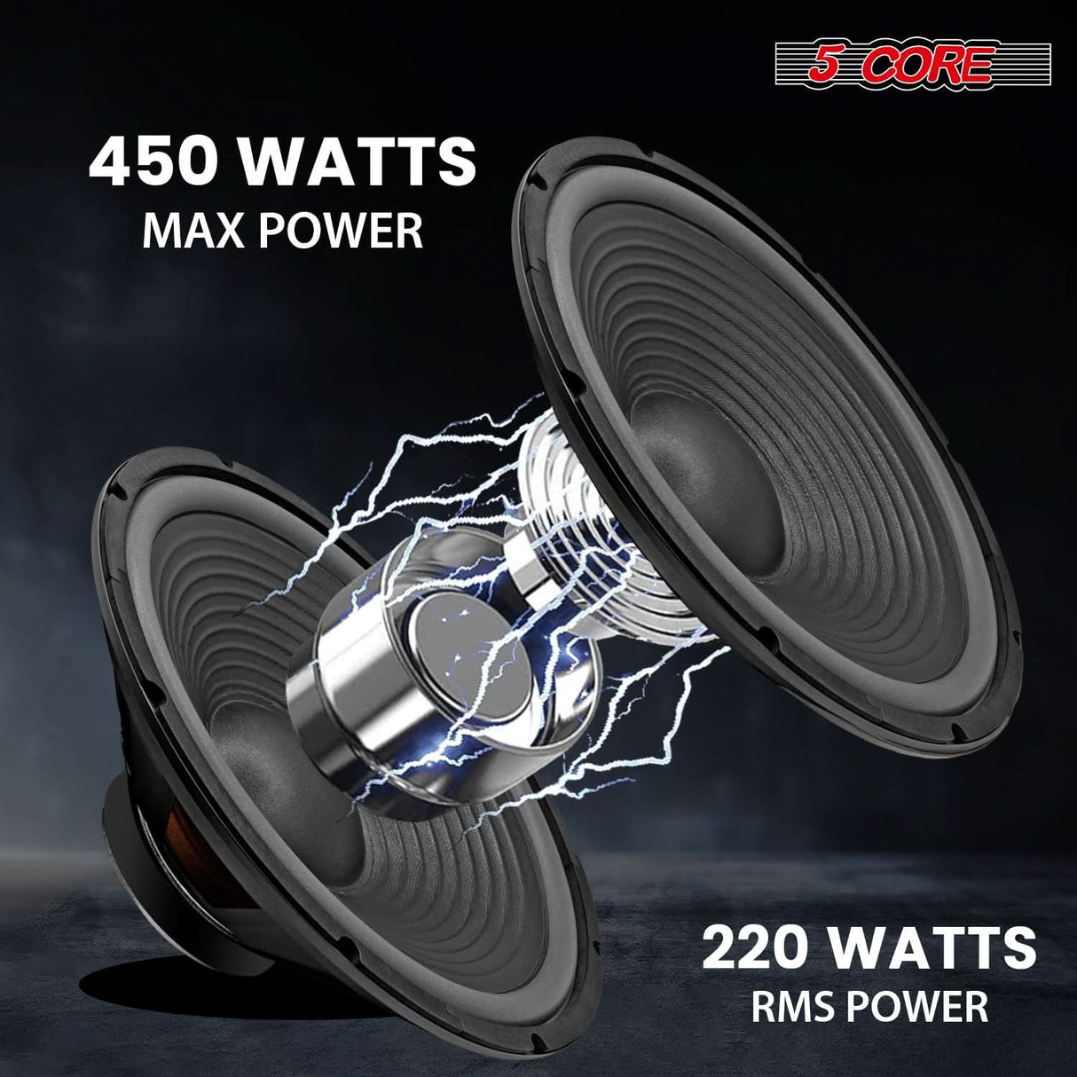 5 Core 15" Subwoofer Speaker Pair 450W MAX PA DJ Replacement Audio Sub Woofer 8Ohm Bass Driver