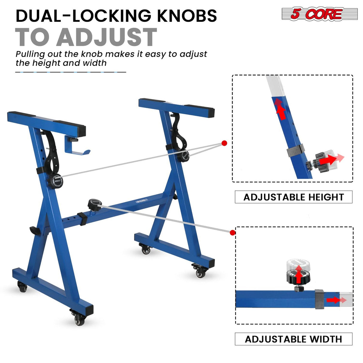5Core Keyboard Stand Adjustable Height 36.5" Width 32.5” Z Style Electric Piano Riser 250Lb Capacity