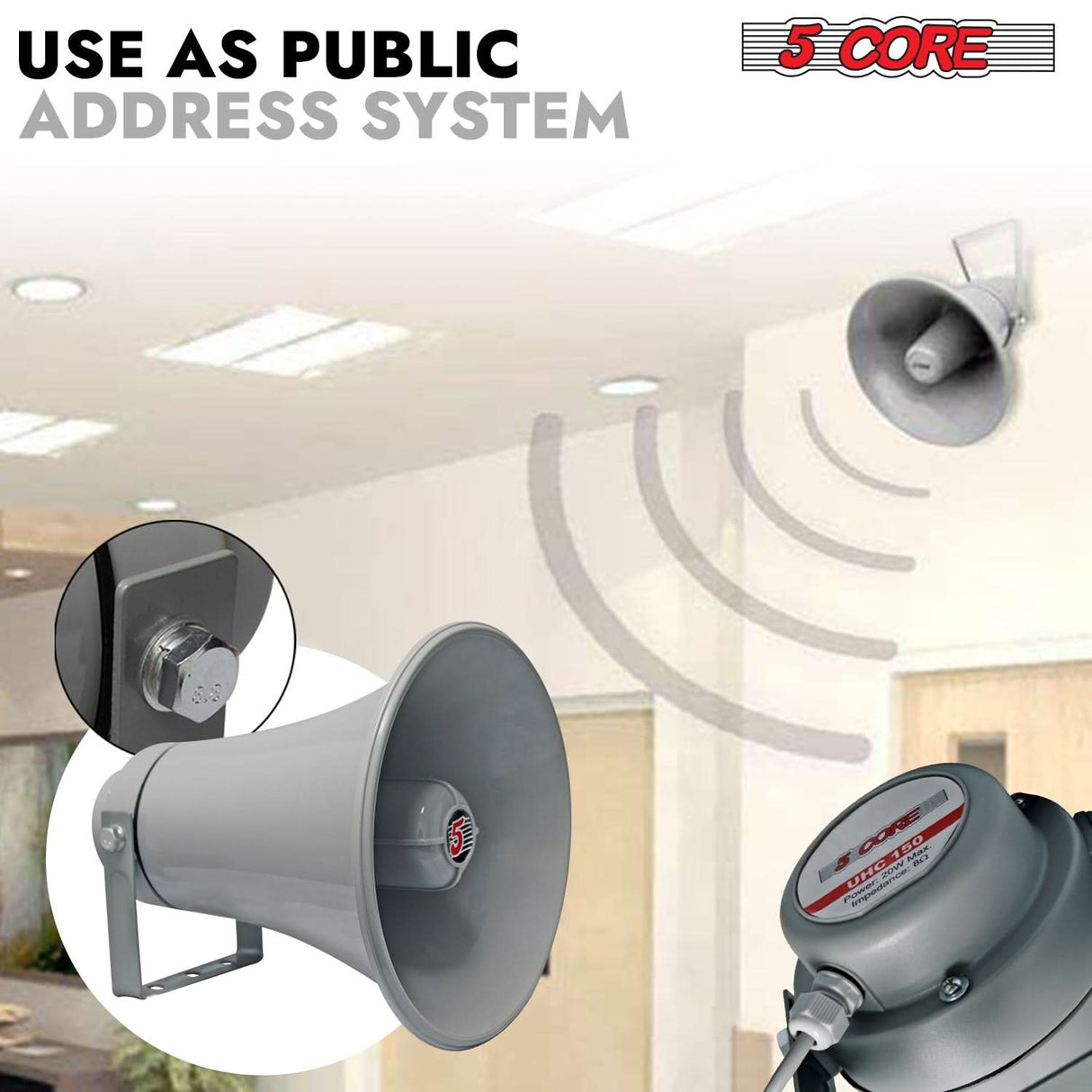 5Core PA Speaker Pair 200W Bull Horn Loud Audio Indoor Outdoor Speakers System 8Ohm Reflex Megaphone