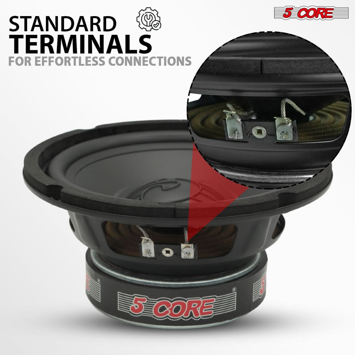 5 Core 6.5 Inch Woofer 100W Car Subwoofer 4Ohm Replacement Deep Sub w Poly Cone