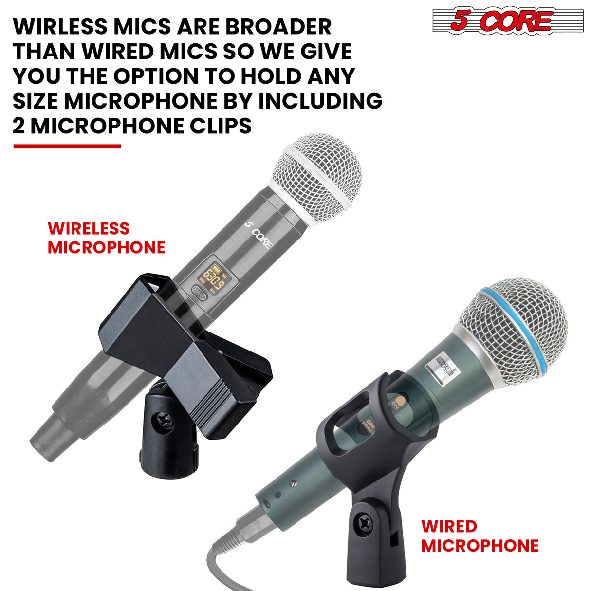 5 Core Tripod Mic Stand w Phone Holder Height Adjustable Microphone Mount Stands