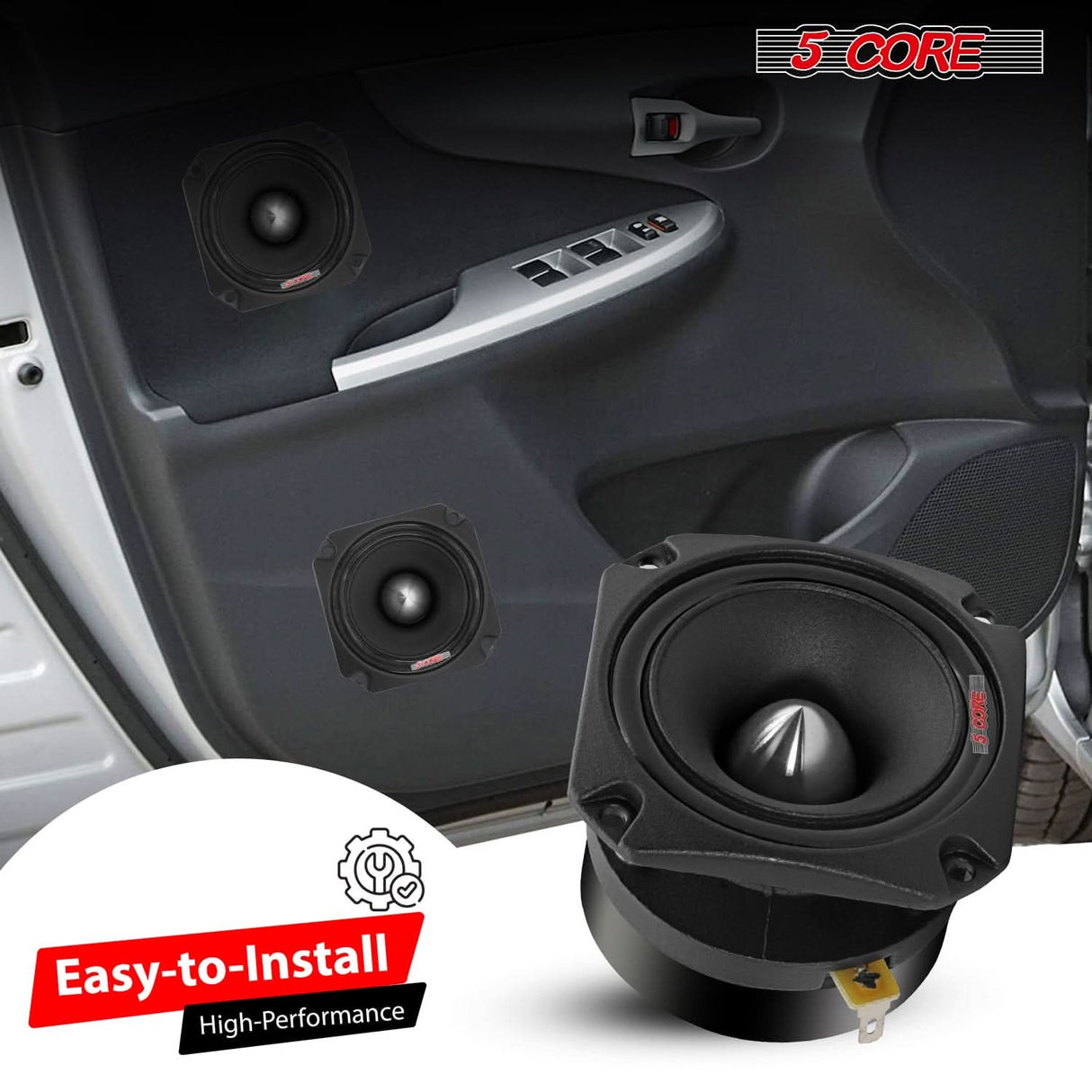 5Core Tweeters Speakers Car Audio Pair 600W Peak 3.5 Inch Super Tweeter Bullet