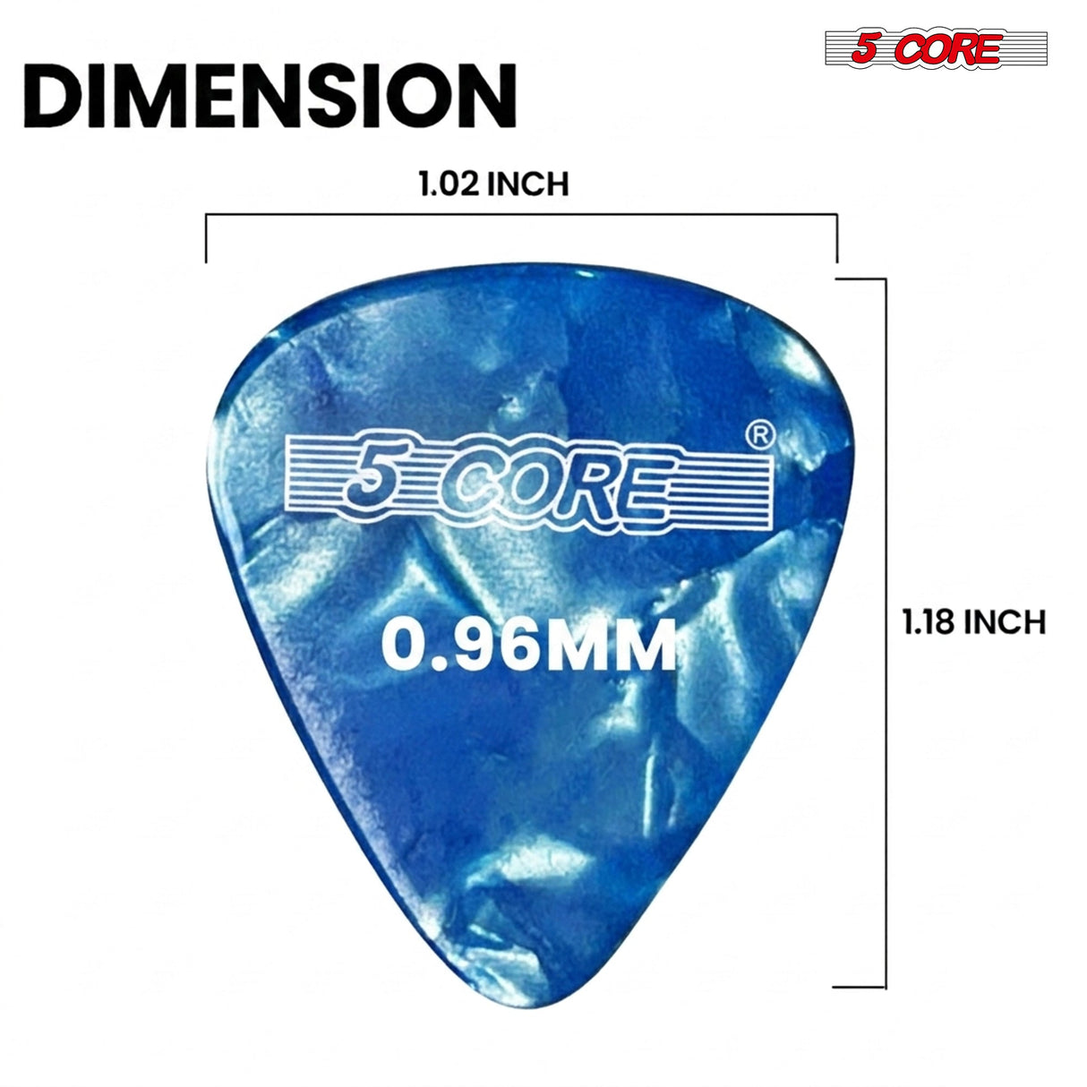 5 Core Guitar Picks 12 Piece Celluloid Light Medium Heavy Extra Heavy for Acoustic Electric Guitars