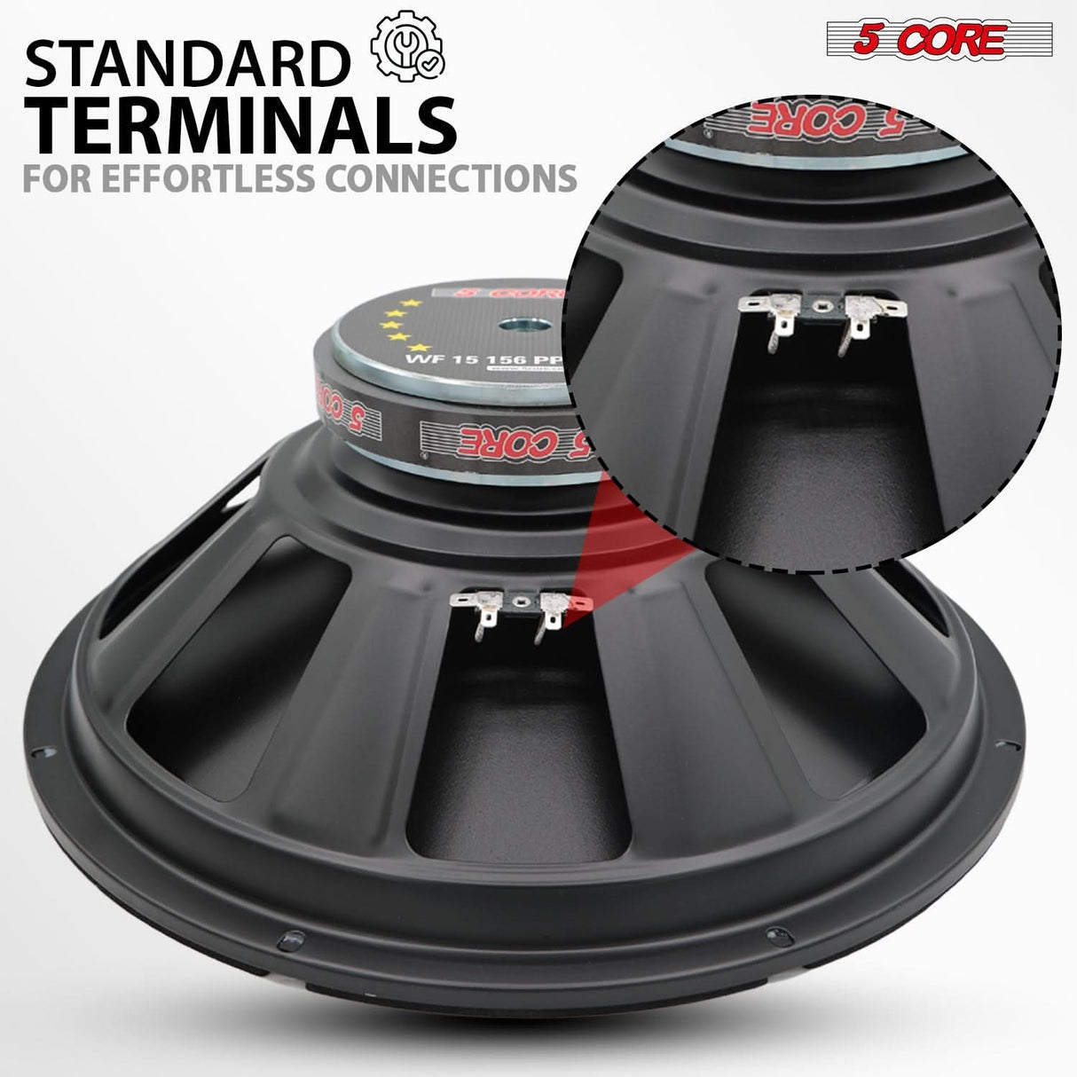 5 Core 15 Inch Woofer Pair 500W Car Subwoofer 4Ohm Replacement Deep Sub w Poly Cone