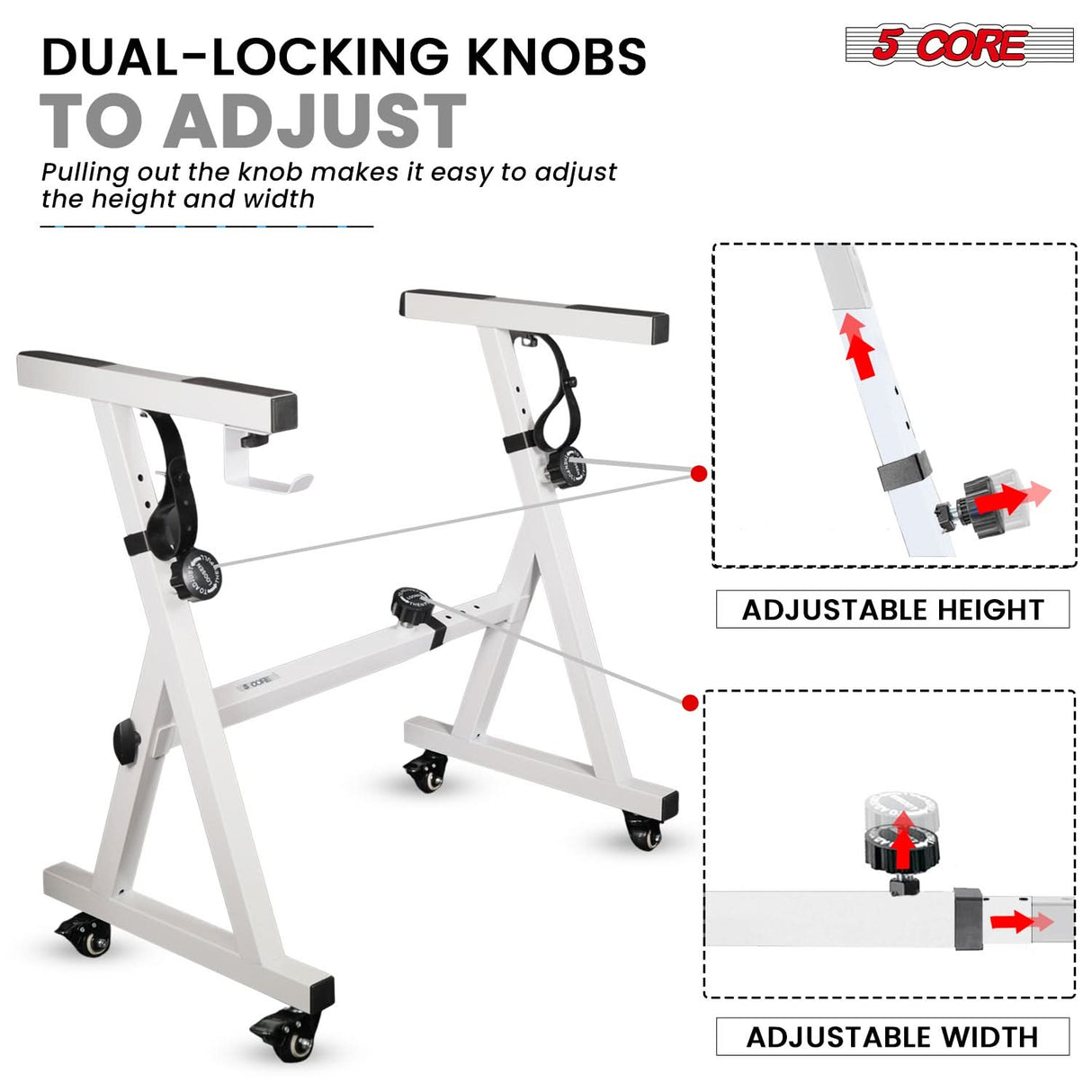 5Core Keyboard Stand Adjustable Height 36.5" Width 32.5” Z Style Electric Piano Riser 250Lb Capacity