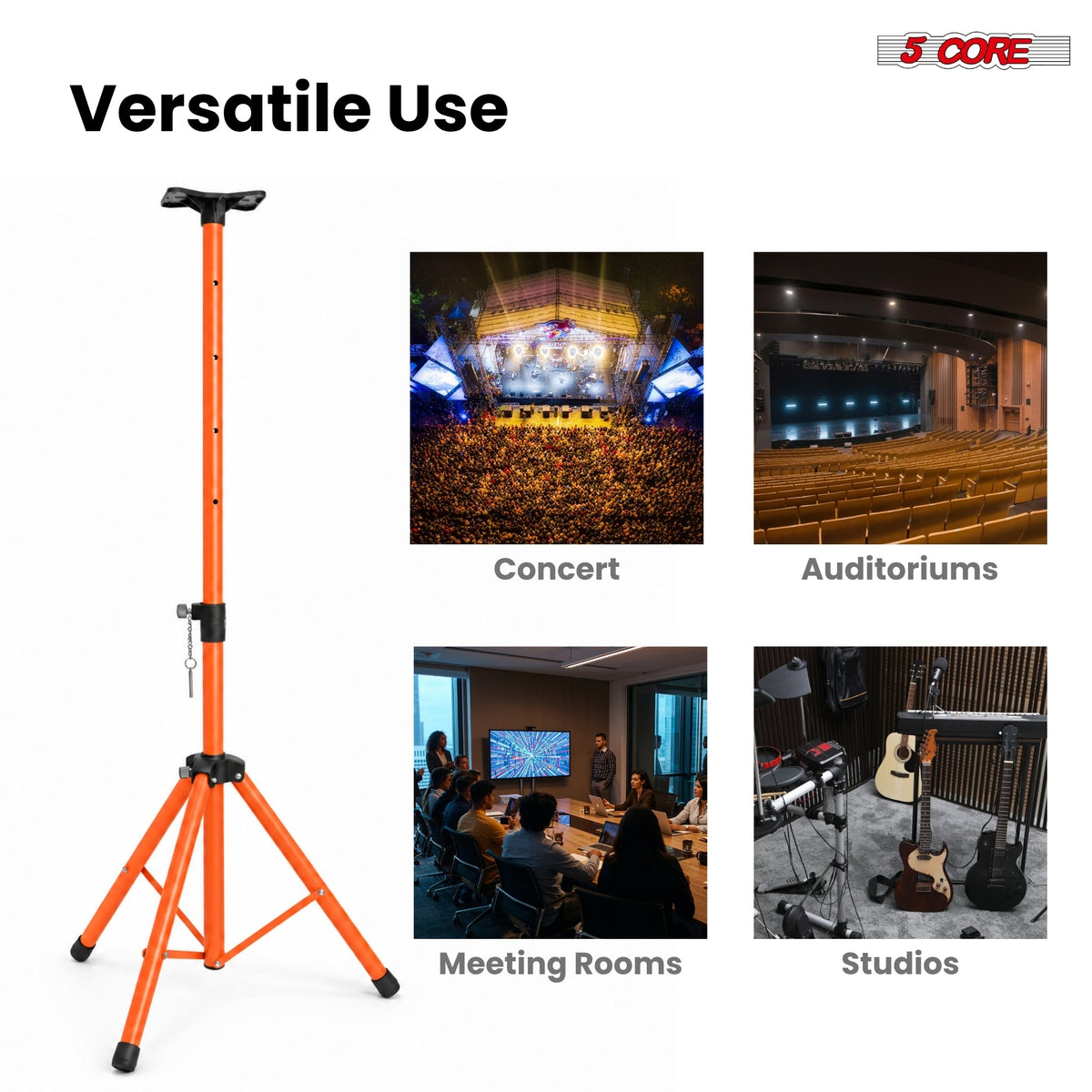 5 Core Speaker Stand Tripod Pair Adjustable PA DJ Universal Pole Mount