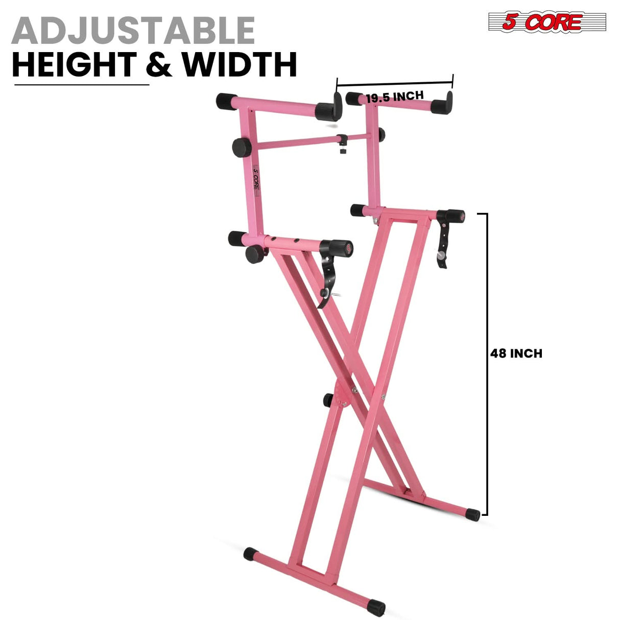 5 Core 2 Tier Keyboard Stand Combo Heavy Duty Adjustable Piano Stand with Extension Arm