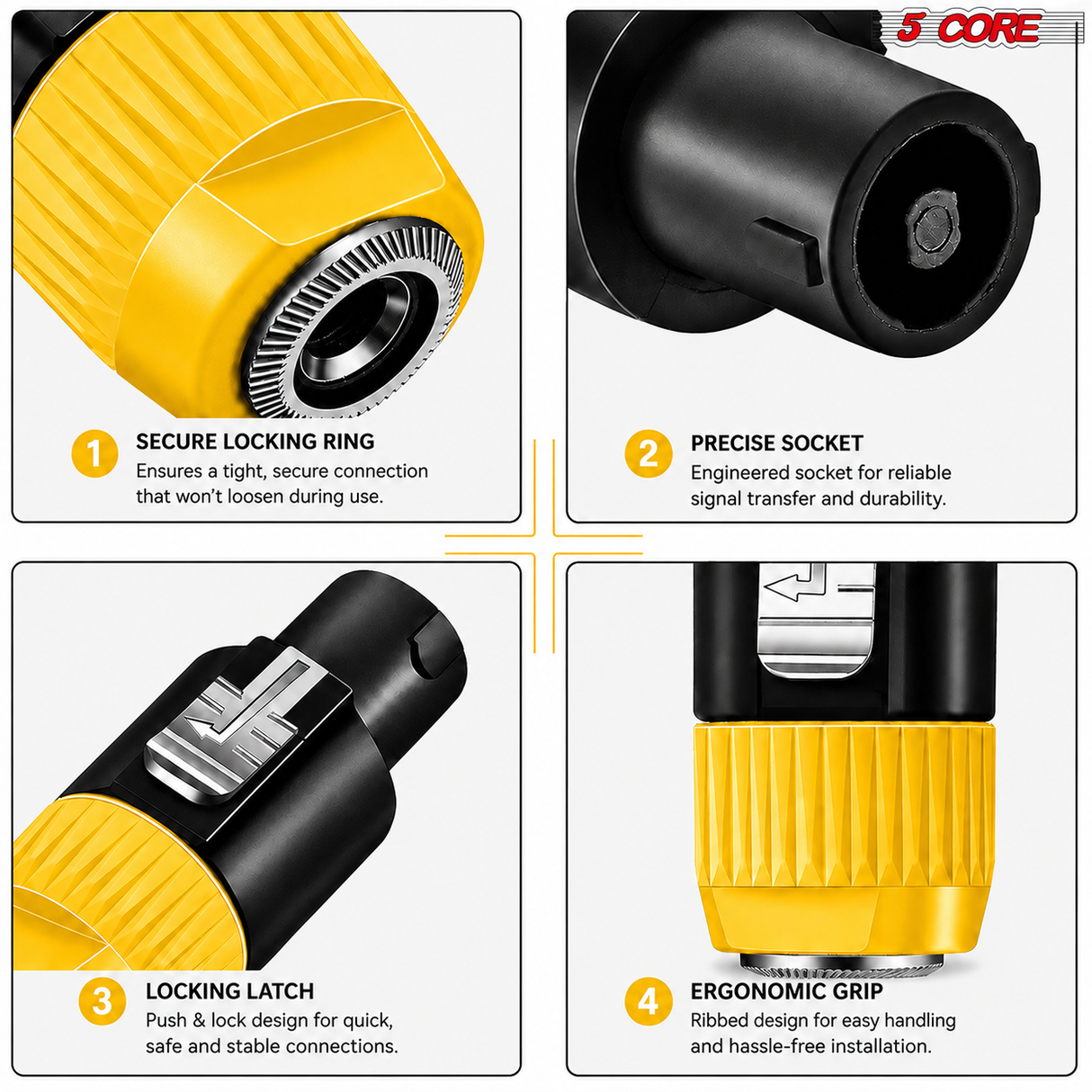 5 Core Speakon Adapter High Quality Audio Jack Male Audio Pin Speaker Adapter Connector