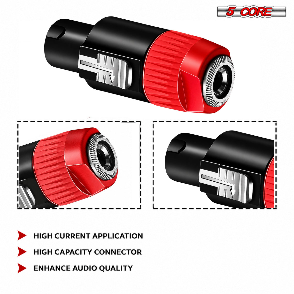 5 Core Speakon Adapter High Quality Audio Jack Male Audio Pin Speaker Adapter Connector
