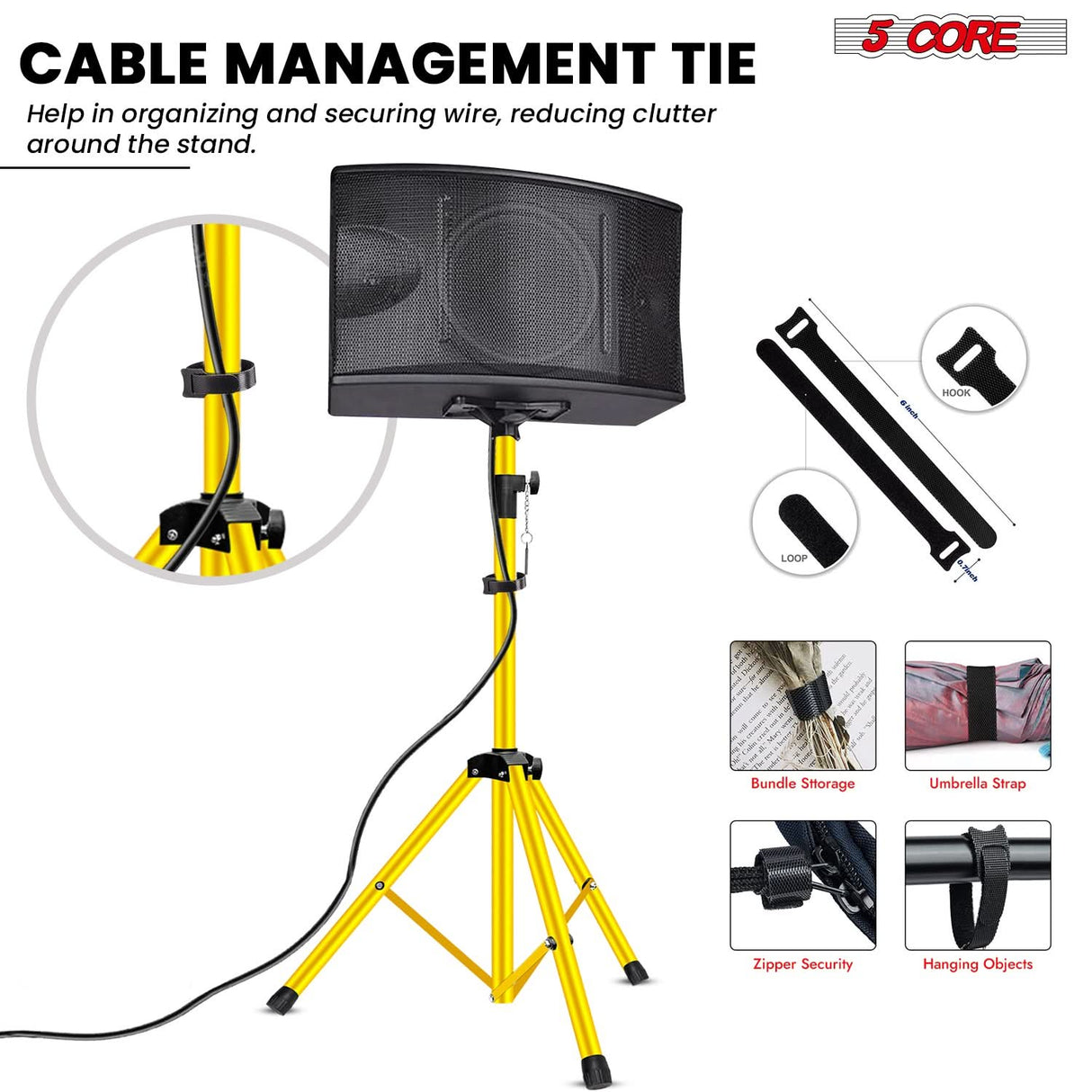 5 Core Speaker Stand 2Pc Adjustable 31 to 36" PA DJ Tripod Stands Heavy Duty w 35mm Pole 132Lb w Bag