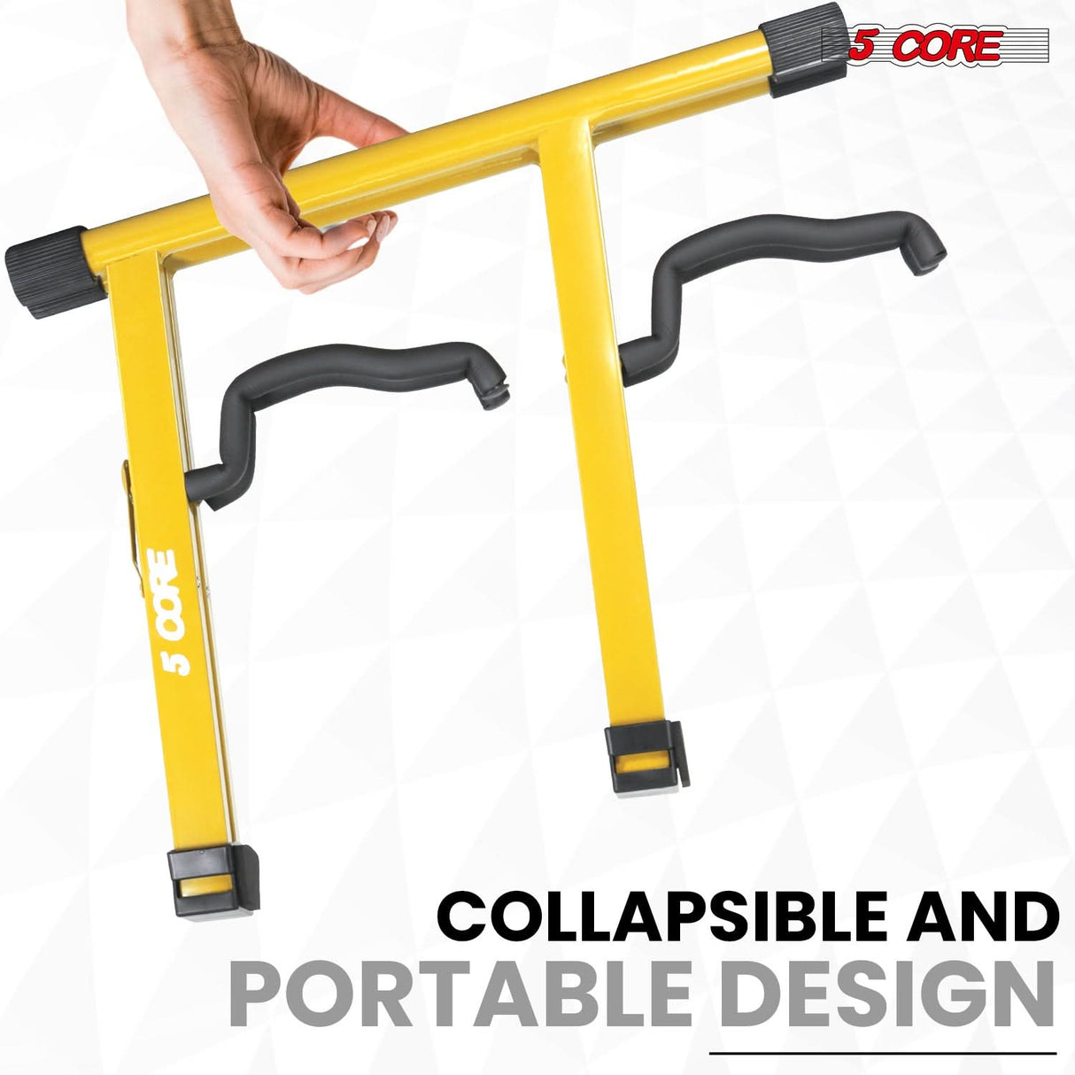 5 Core Double Guitar Stand A Frame Shape w Foam Arms Supports Acoustic Electric Bass Ukulele Banjo