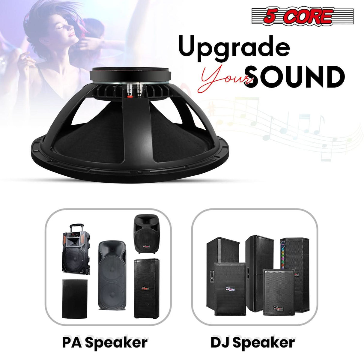 Robust subwoofer replacement speaker for speaker cabinets