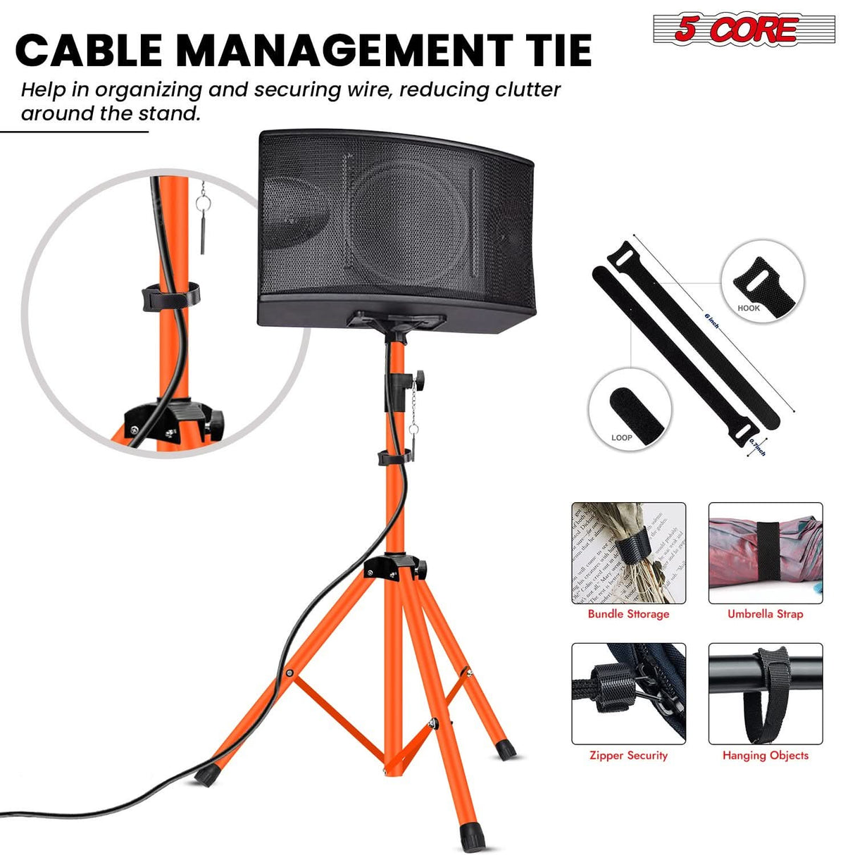 5 Core Speaker Stand Adjustable 31 to 54" PA DJ Tripod Stands Heavy Duty w 35mm Insert 132 Lbs