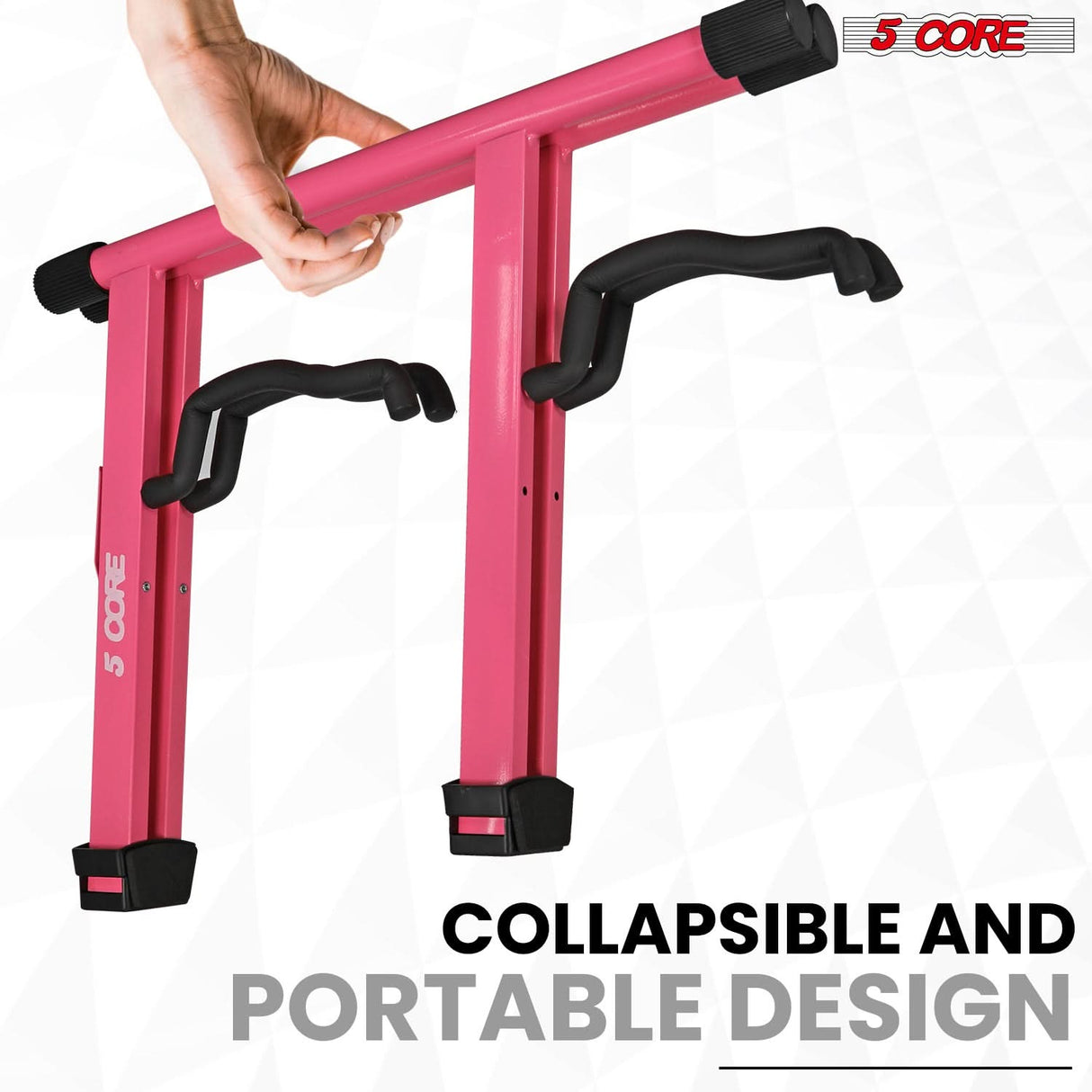 5 Core Double Guitar Stand A Frame Shape w Foam Arms Supports Acoustic Electric Bass Ukulele Banjo