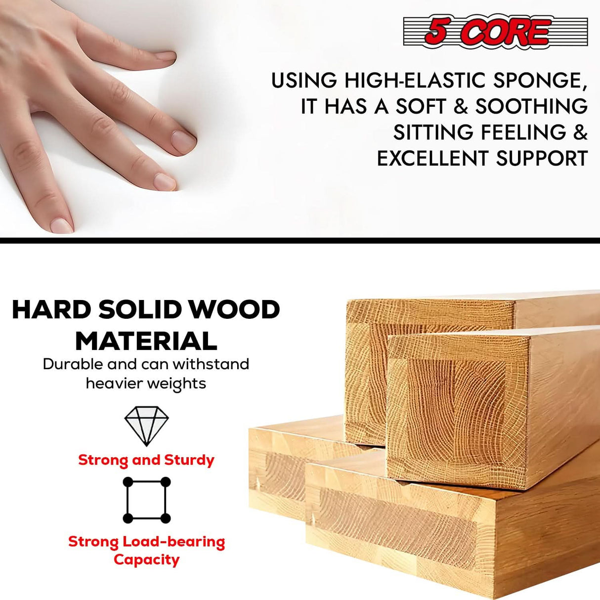 5 Core Piano Bench 3" Padded Cushioned Stool Wooden Heavy Duty Adjustable Musician Chair w Storage