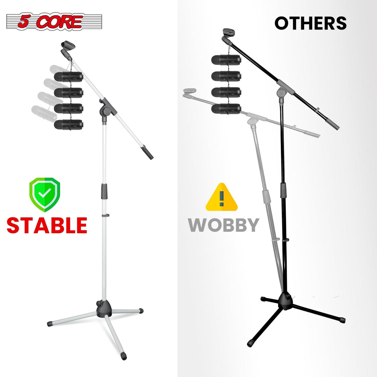5Core Tripod Mic Stand 2Pcs Adjustable Holder Floor Microphone Boom Arm